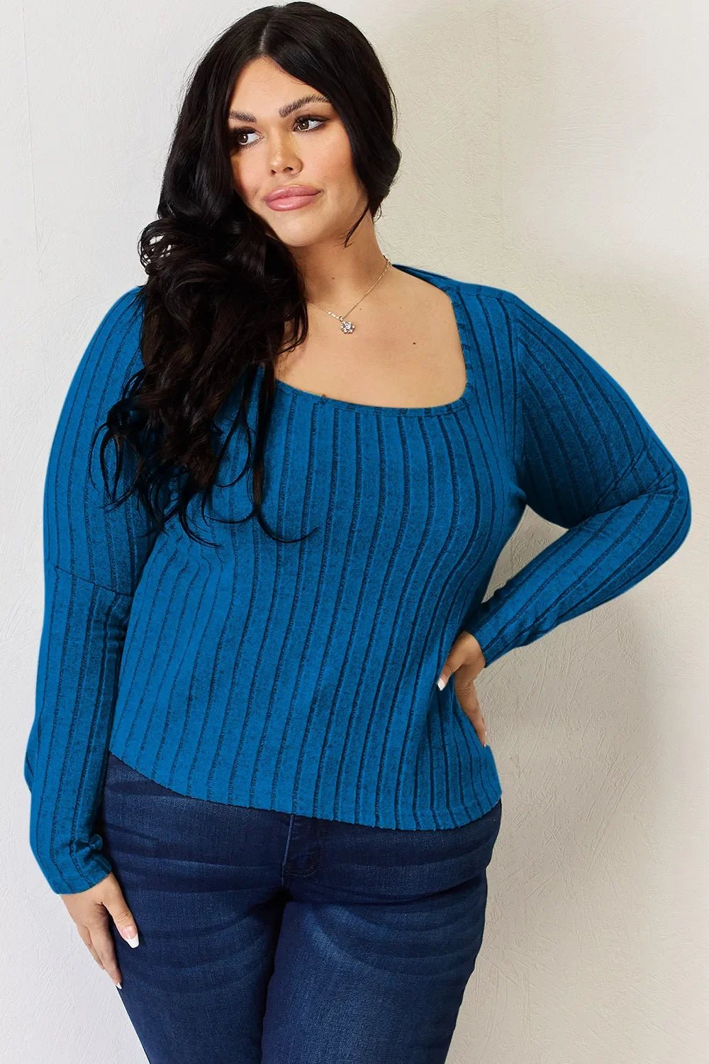 Basic Bae Full Size Ribbed Long Sleeve T-Shirt - The Coin Has A Say