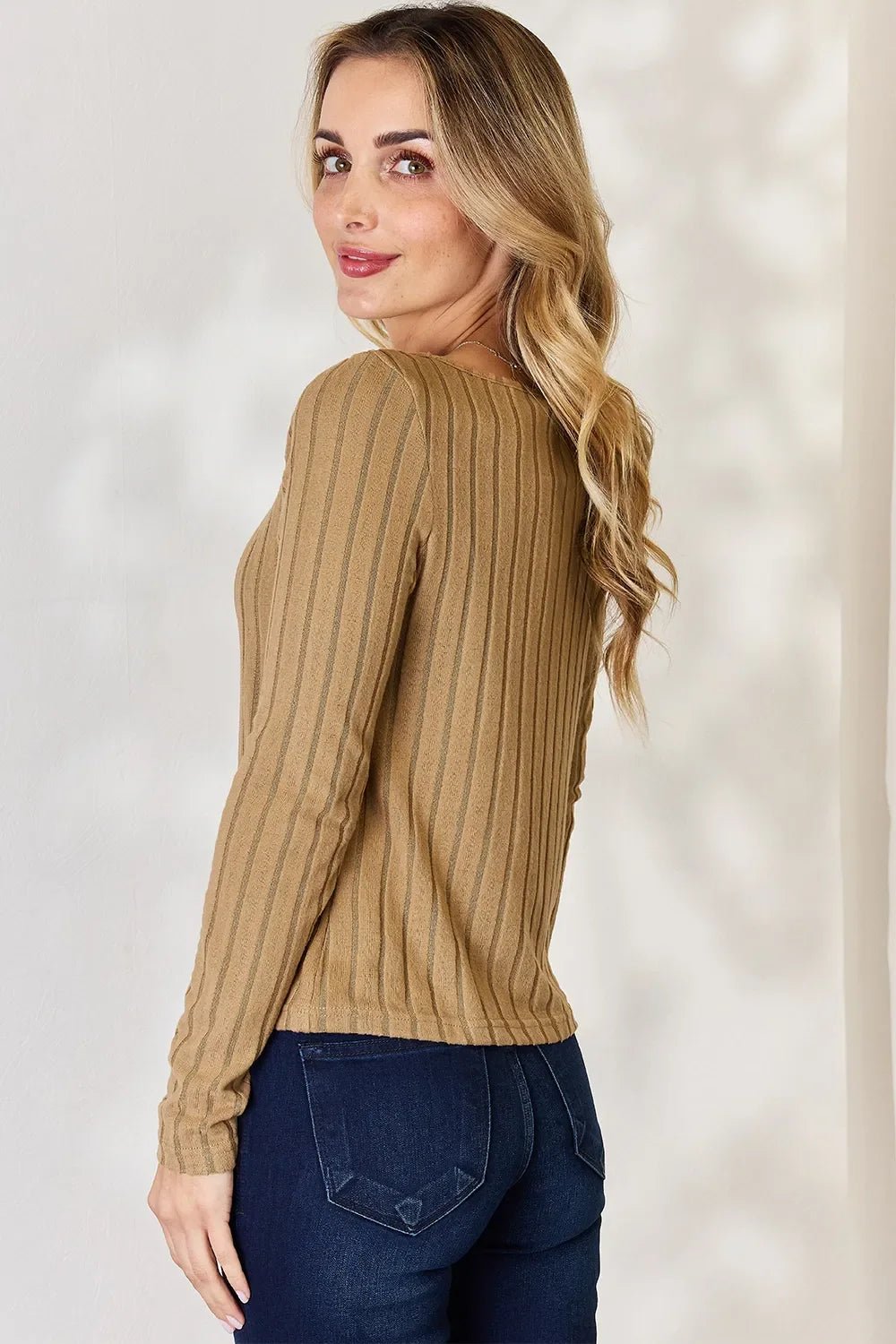 Basic Bae Full Size Ribbed Long Sleeve T-Shirt - The Coin Has A Say