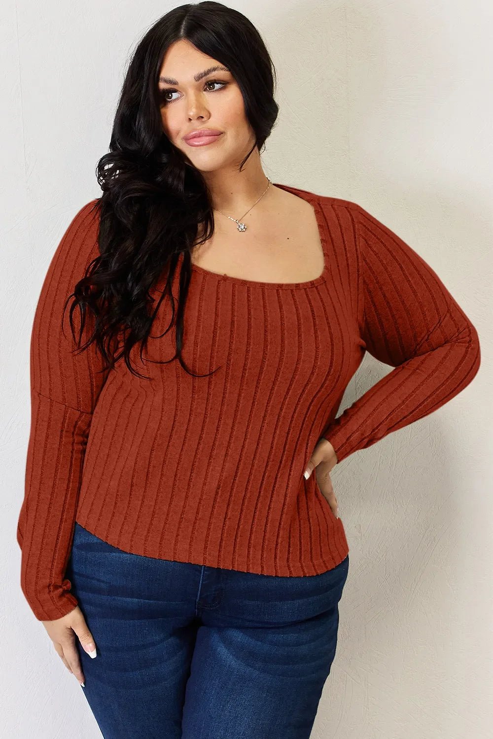 Basic Bae Full Size Ribbed Long Sleeve T-Shirt - The Coin Has A Say