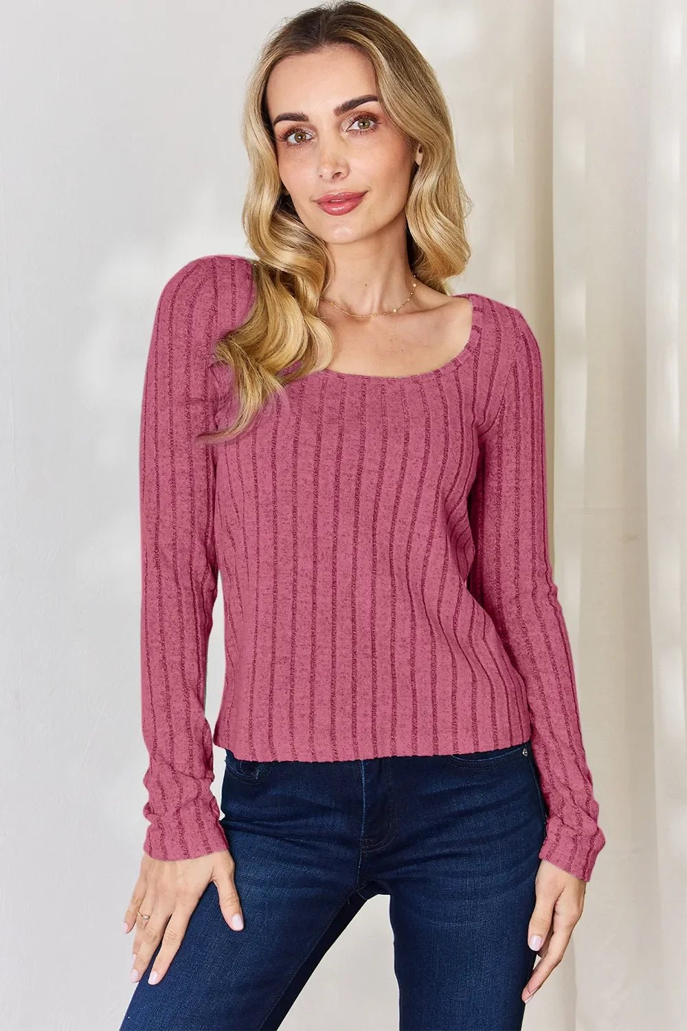 Basic Bae Full Size Ribbed Long Sleeve T-Shirt - The Coin Has A Say
