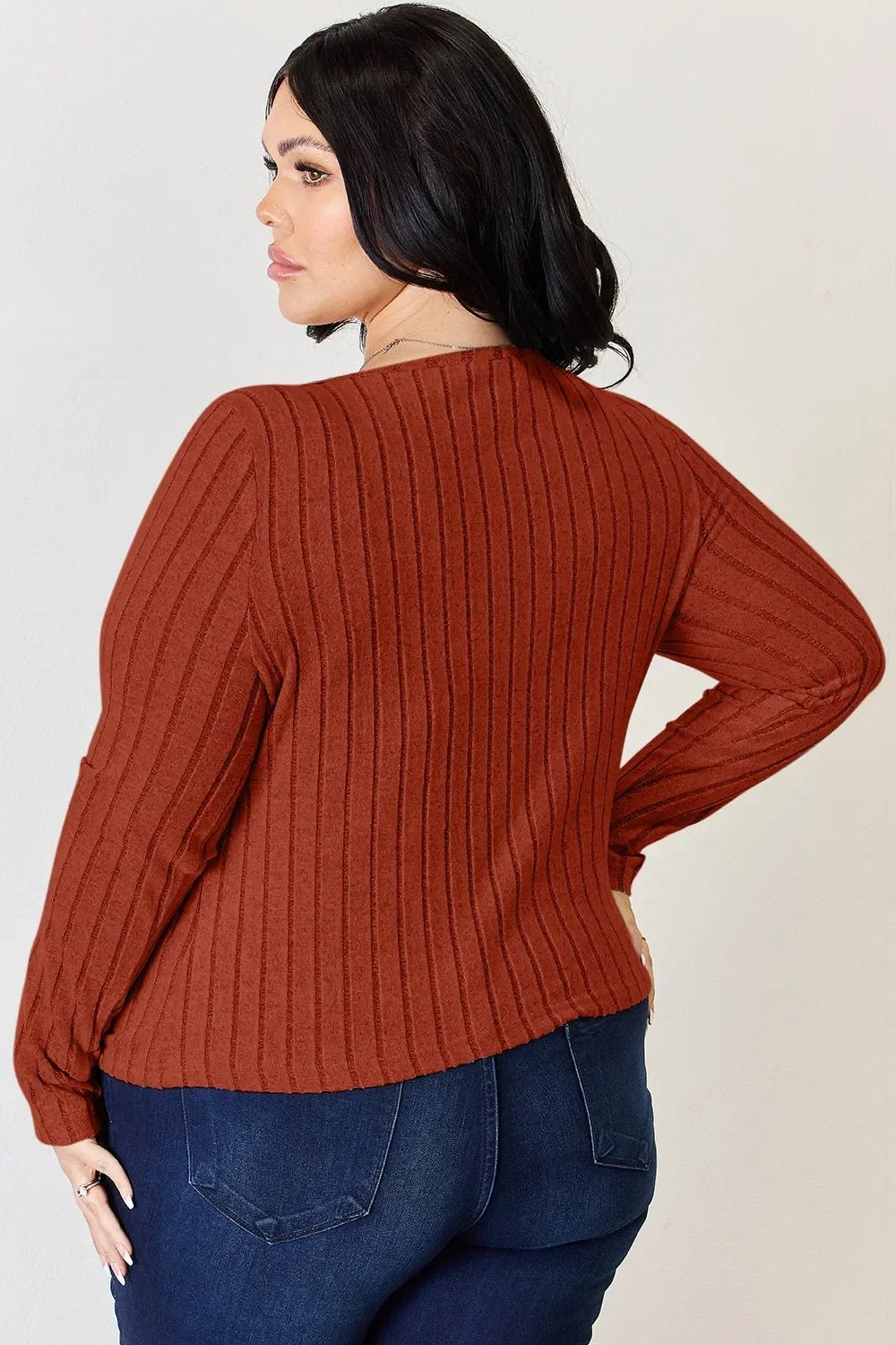 Basic Bae Full Size Ribbed Long Sleeve T-Shirt - The Coin Has A Say