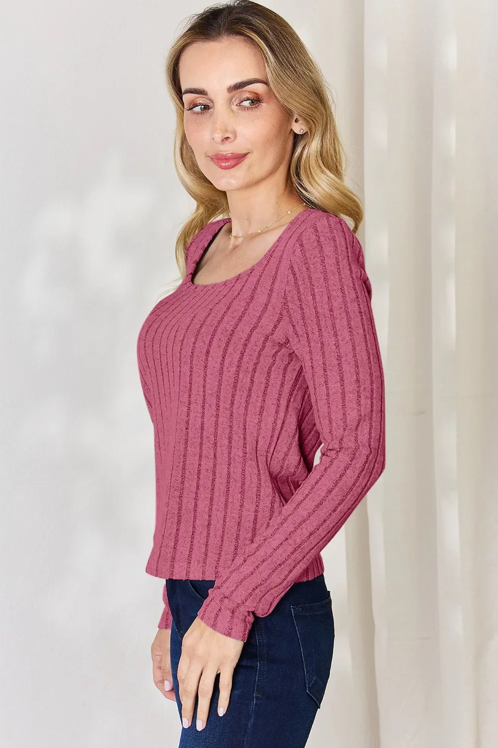 Basic Bae Full Size Ribbed Long Sleeve T-Shirt - The Coin Has A Say