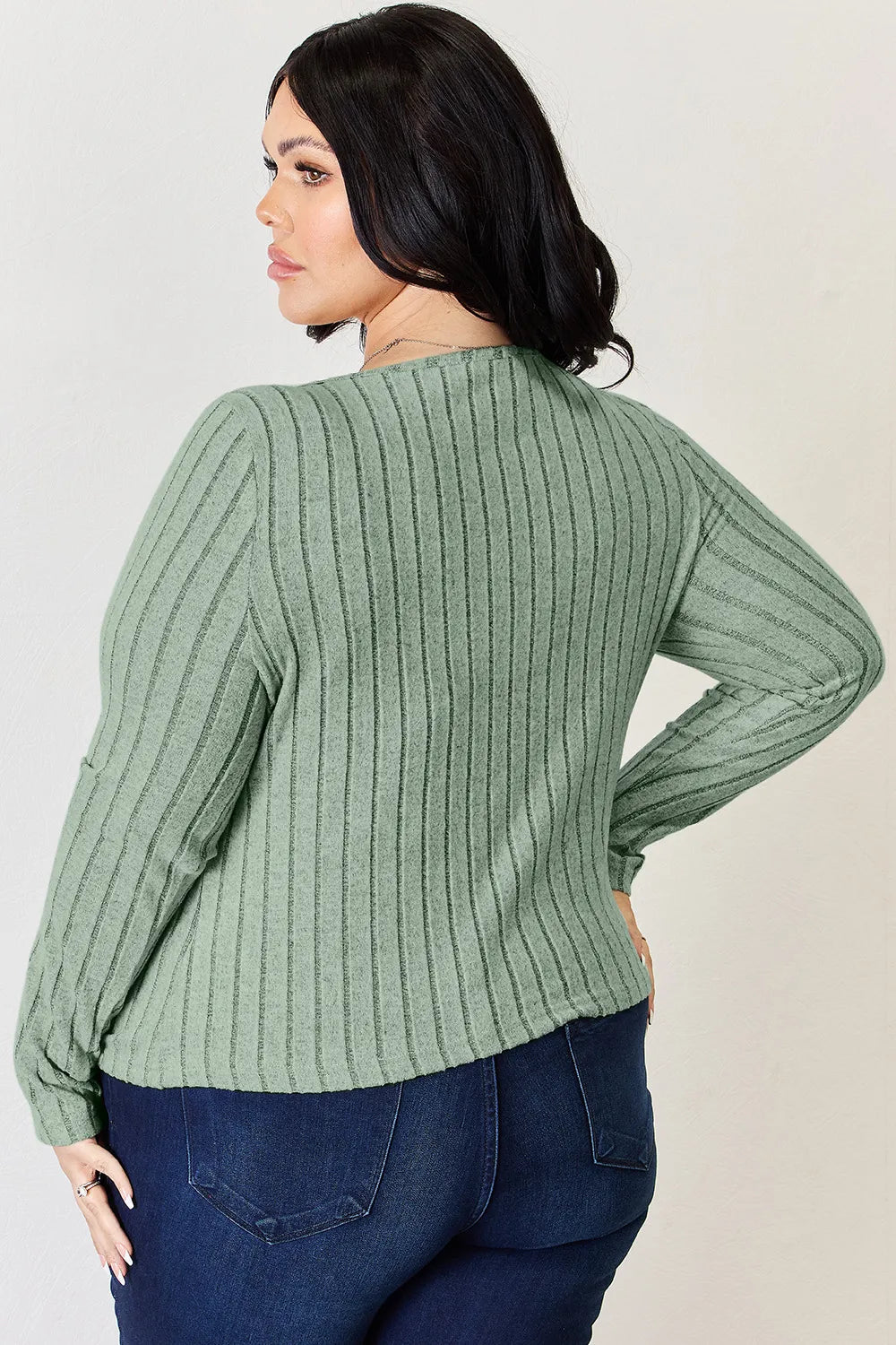 Basic Bae Full Size Ribbed Long Sleeve T-Shirt - The Coin Has A Say