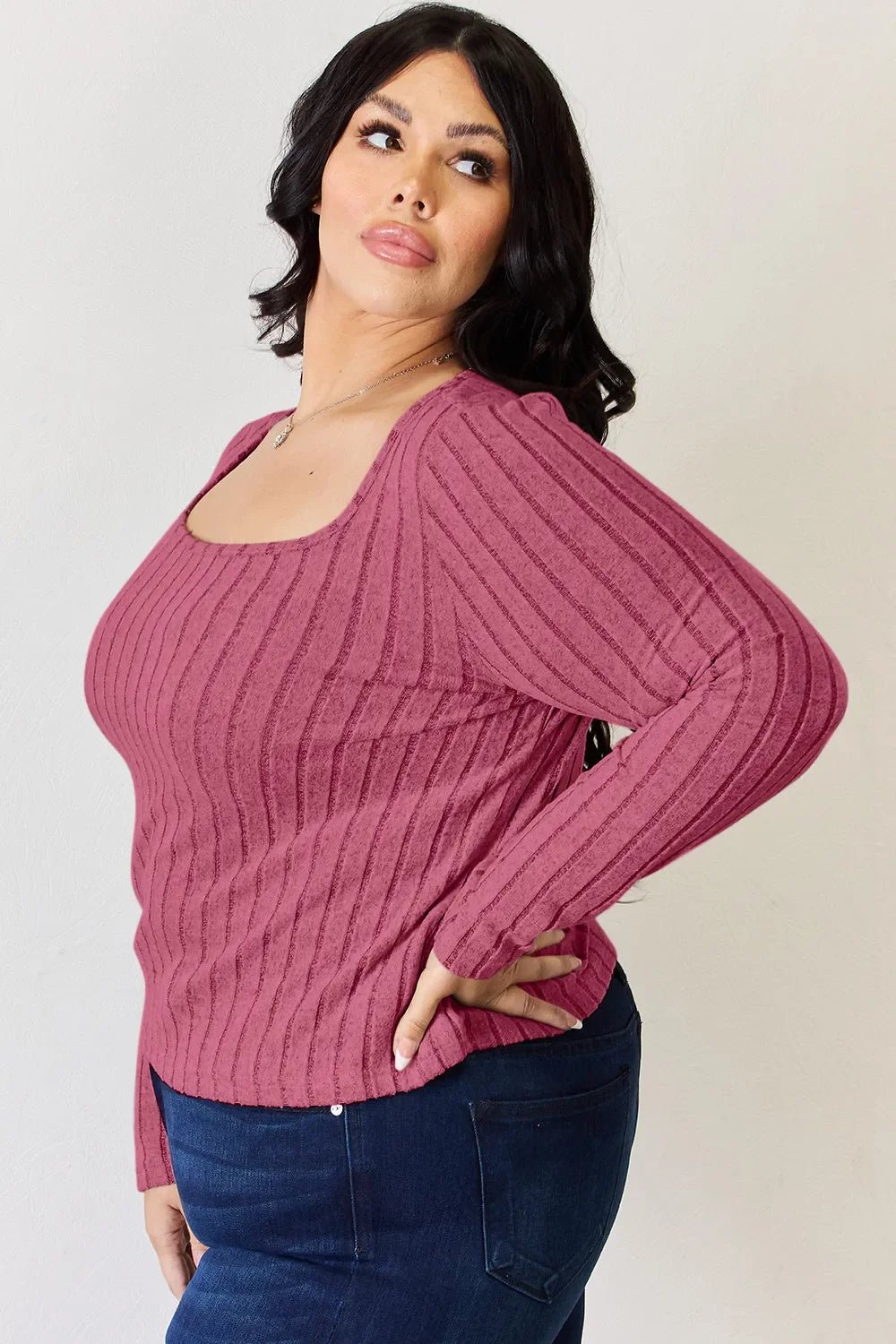Basic Bae Full Size Ribbed Long Sleeve T-Shirt - The Coin Has A Say