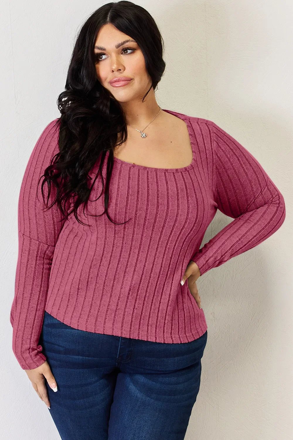 Basic Bae Full Size Ribbed Long Sleeve T-Shirt - The Coin Has A Say