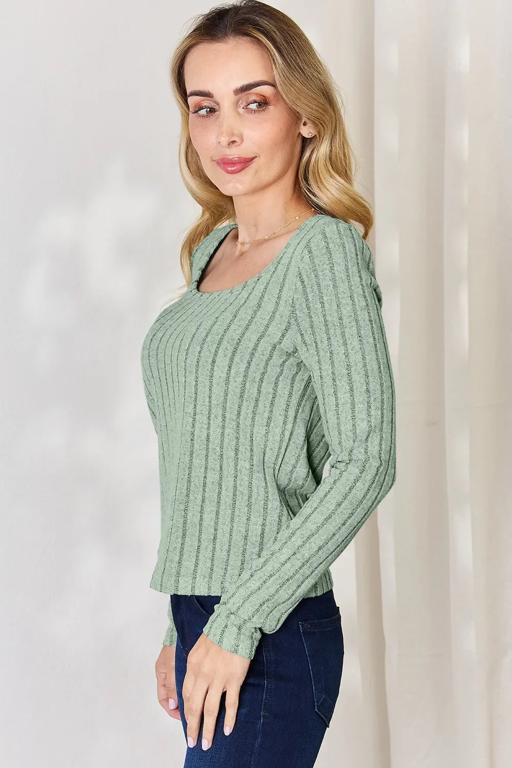 Basic Bae Full Size Ribbed Long Sleeve T-Shirt - The Coin Has A Say
