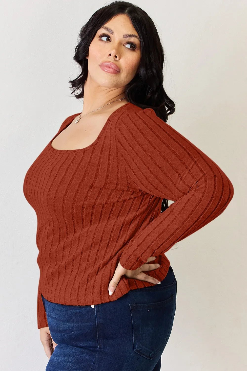 Basic Bae Full Size Ribbed Long Sleeve T-Shirt - The Coin Has A Say