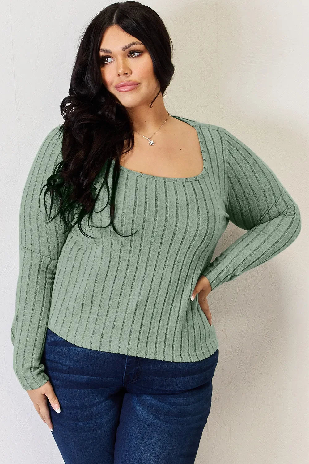 Basic Bae Full Size Ribbed Long Sleeve T-Shirt - The Coin Has A Say