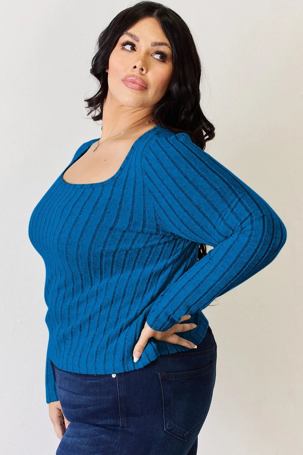 Basic Bae Full Size Ribbed Long Sleeve T-Shirt - The Coin Has A Say
