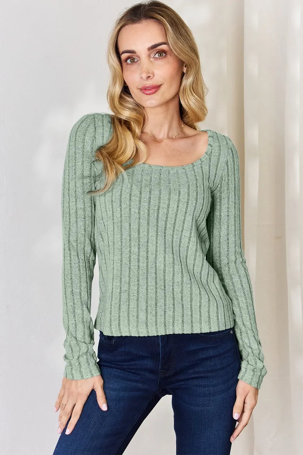 Basic Bae Full Size Ribbed Long Sleeve T-Shirt - The Coin Has A Say