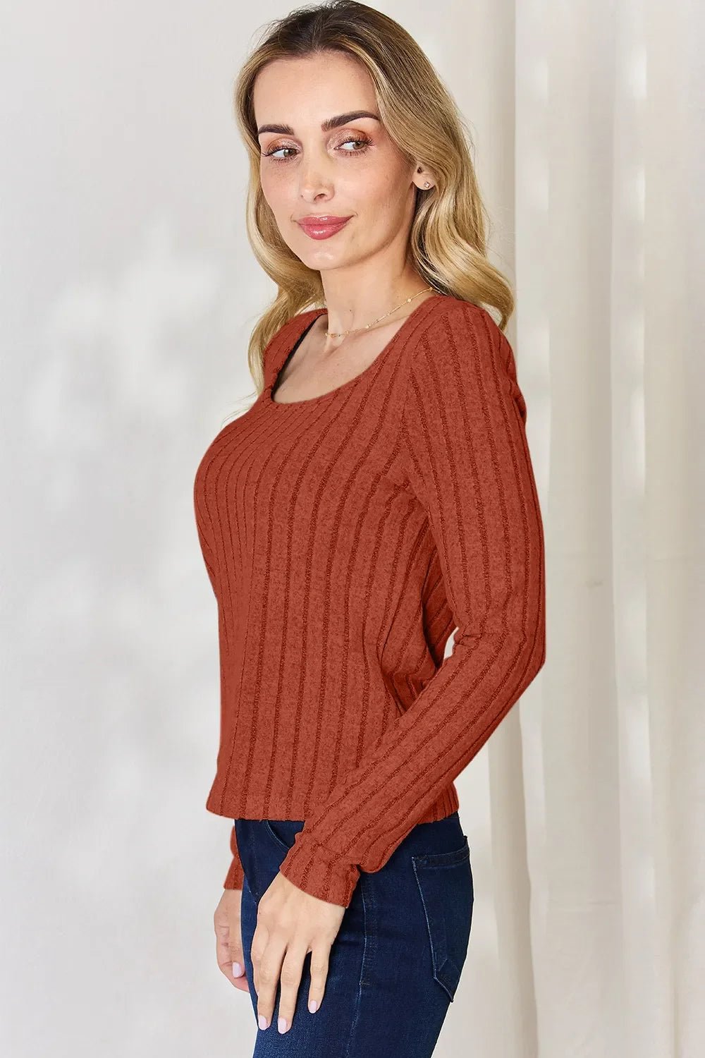 Basic Bae Full Size Ribbed Long Sleeve T-Shirt - The Coin Has A Say