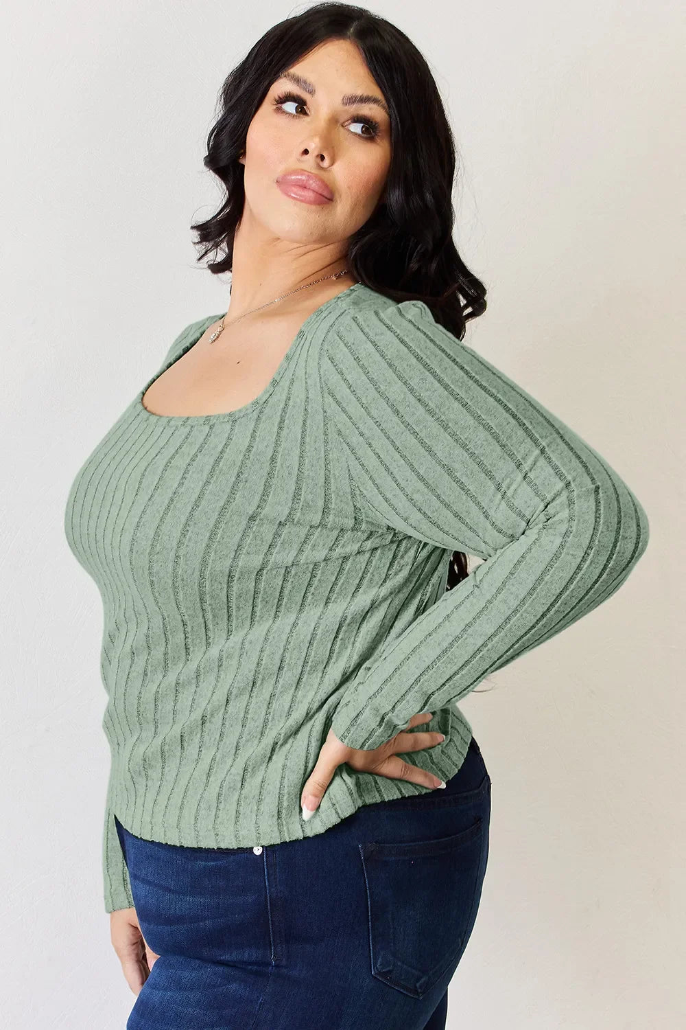 Basic Bae Full Size Ribbed Long Sleeve T-Shirt - The Coin Has A Say