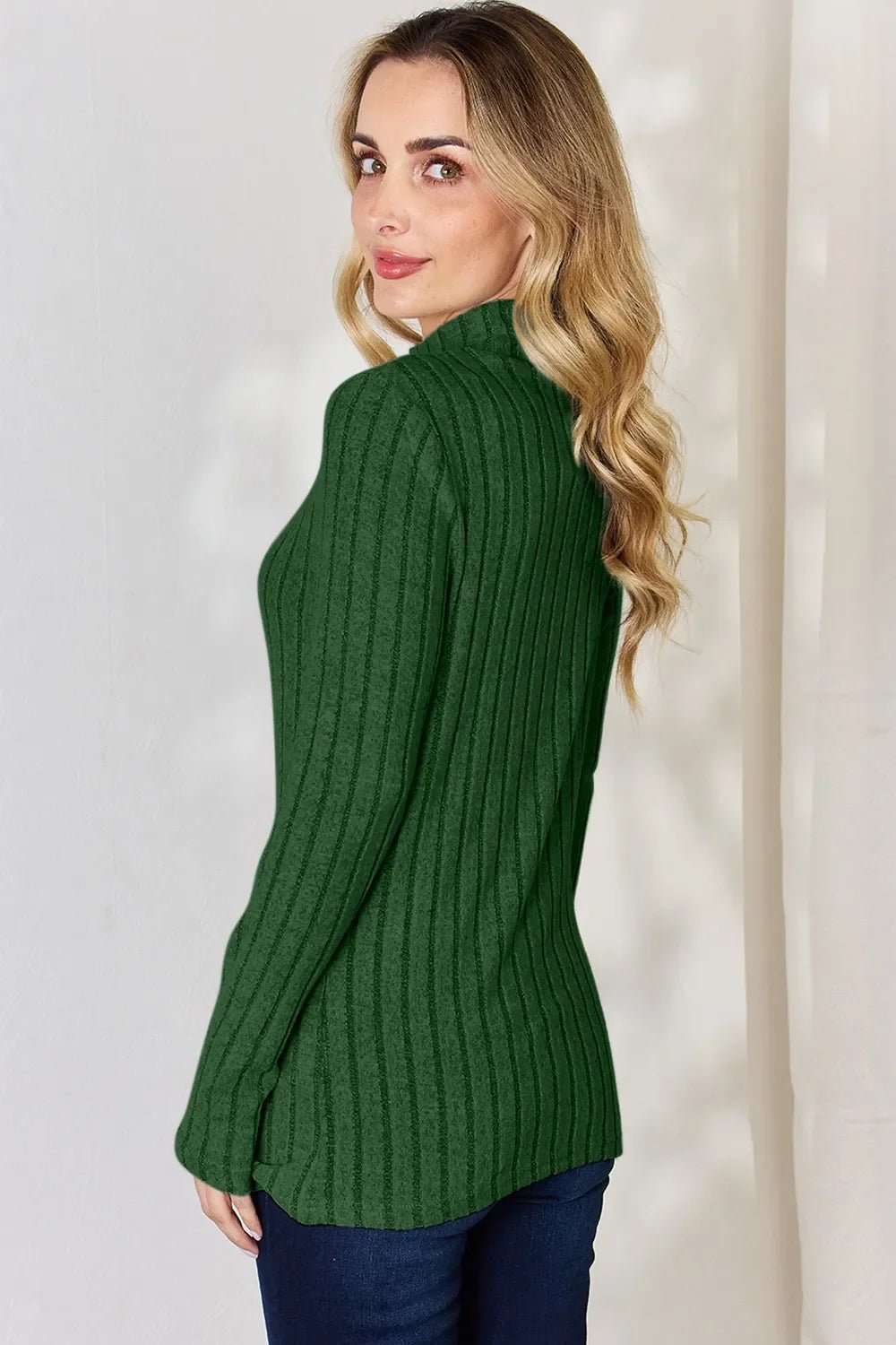 Basic Bae Full Size Ribbed Mock Neck Long Sleeve T-Shirt - The Coin Has A Say