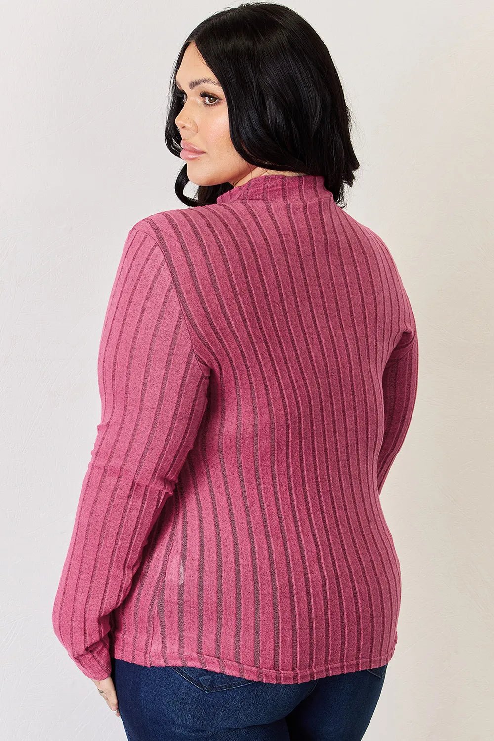 Basic Bae Full Size Ribbed Mock Neck Long Sleeve T-Shirt - The Coin Has A Say