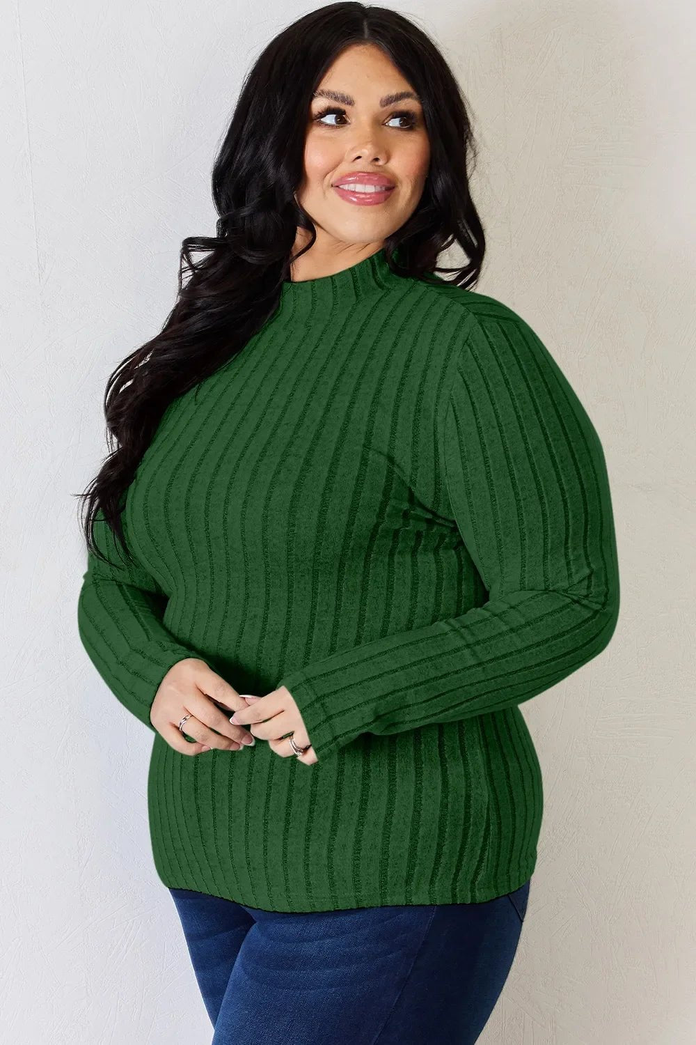 Basic Bae Full Size Ribbed Mock Neck Long Sleeve T-Shirt - The Coin Has A Say