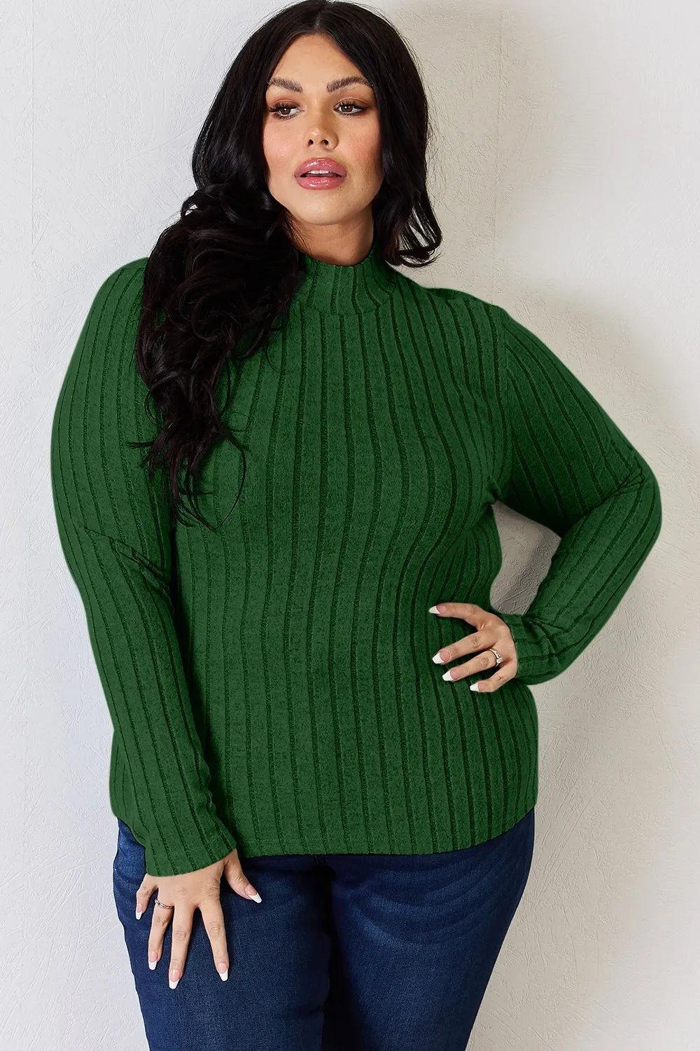 Basic Bae Full Size Ribbed Mock Neck Long Sleeve T-Shirt - The Coin Has A Say