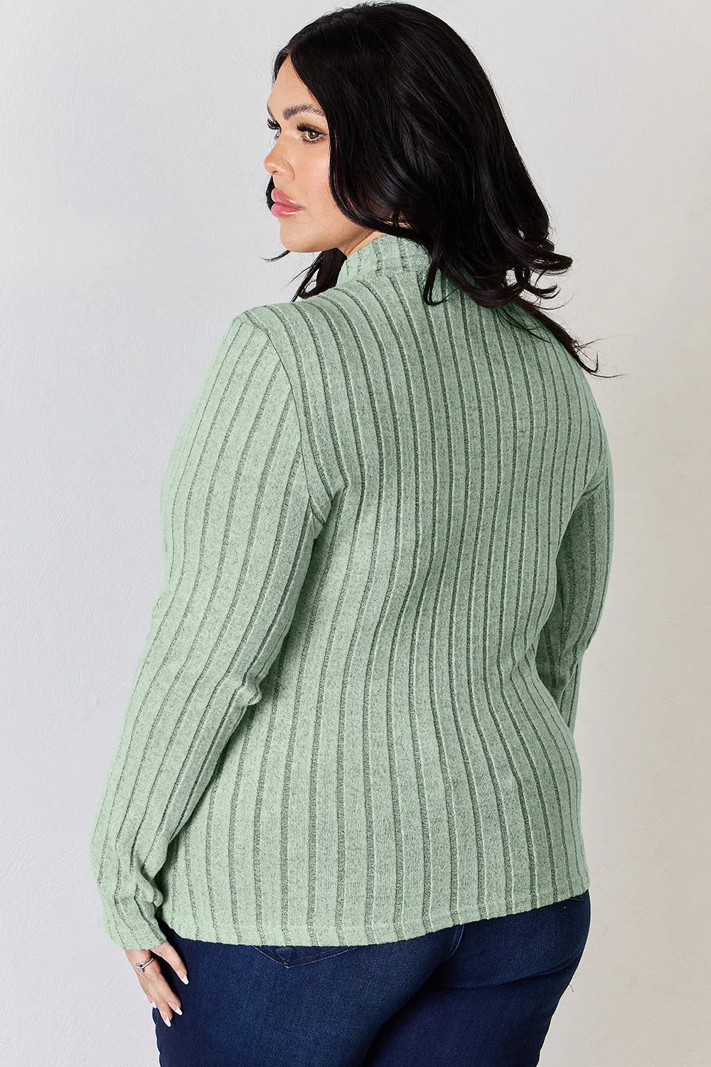 Basic Bae Full Size Ribbed Mock Neck Long Sleeve T-Shirt - The Coin Has A Say