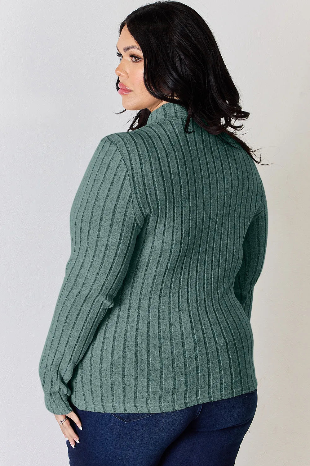 Basic Bae Full Size Ribbed Mock Neck Long Sleeve T-Shirt - The Coin Has A Say
