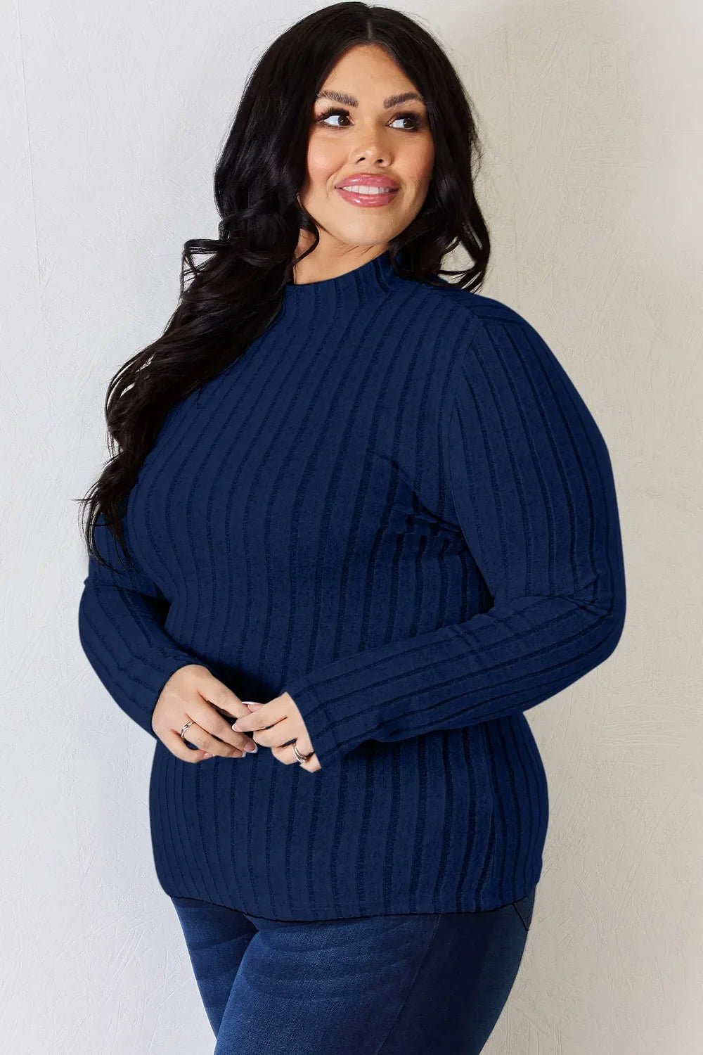 Basic Bae Full Size Ribbed Mock Neck Long Sleeve T-Shirt - The Coin Has A Say