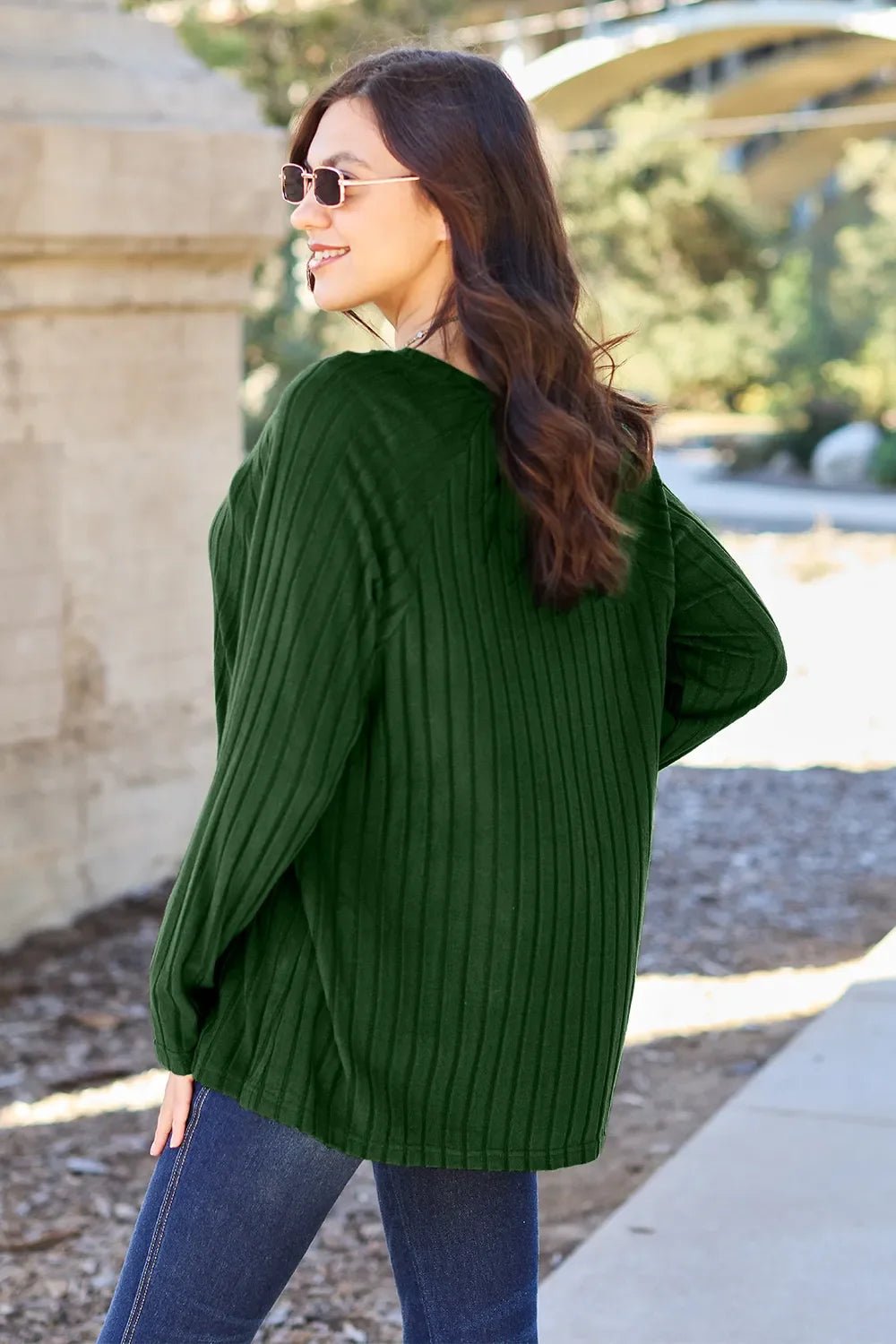 Basic Bae Full Size Ribbed Round Neck Long Sleeve Knit Top - The Coin Has A Say