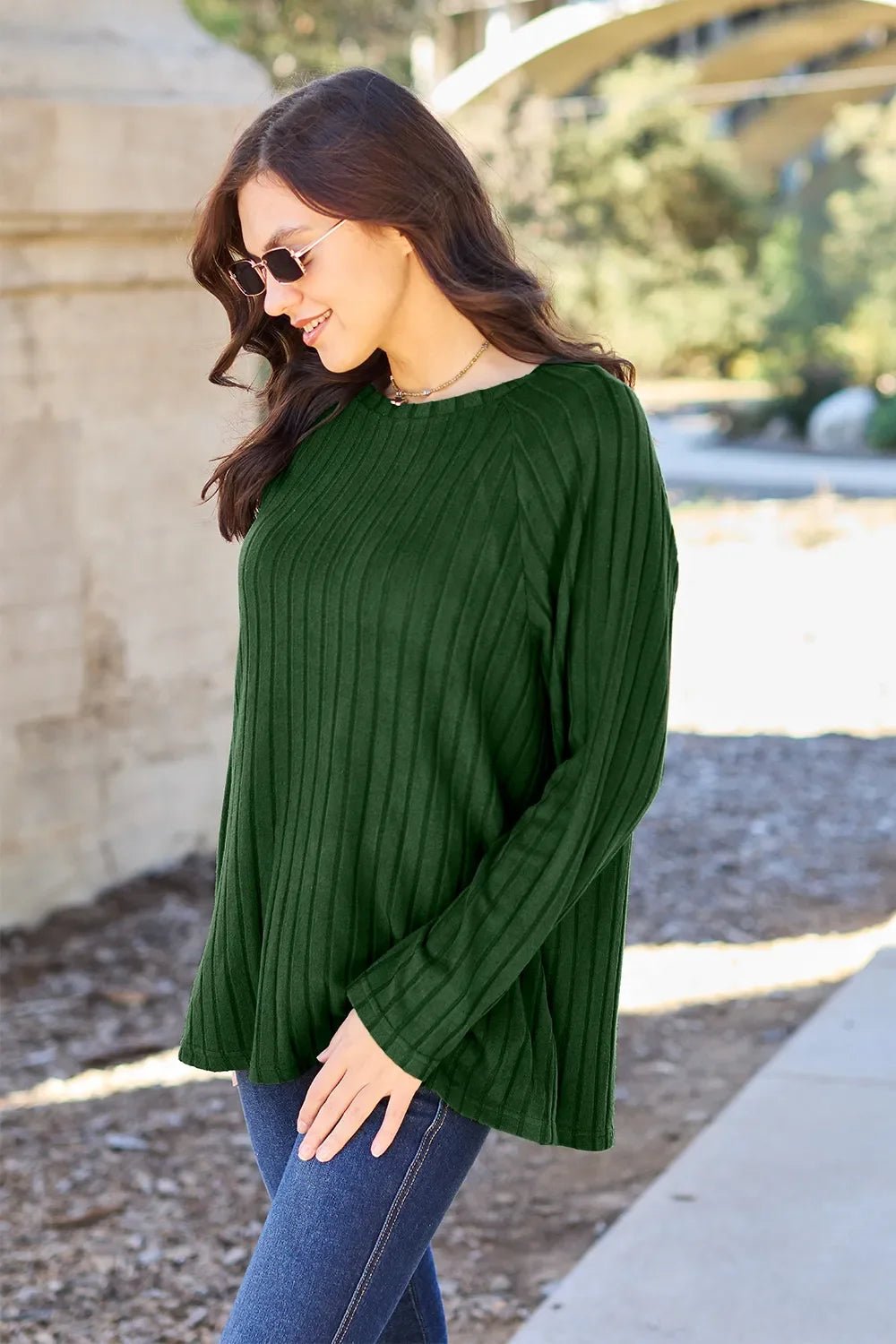 Basic Bae Full Size Ribbed Round Neck Long Sleeve Knit Top - The Coin Has A Say