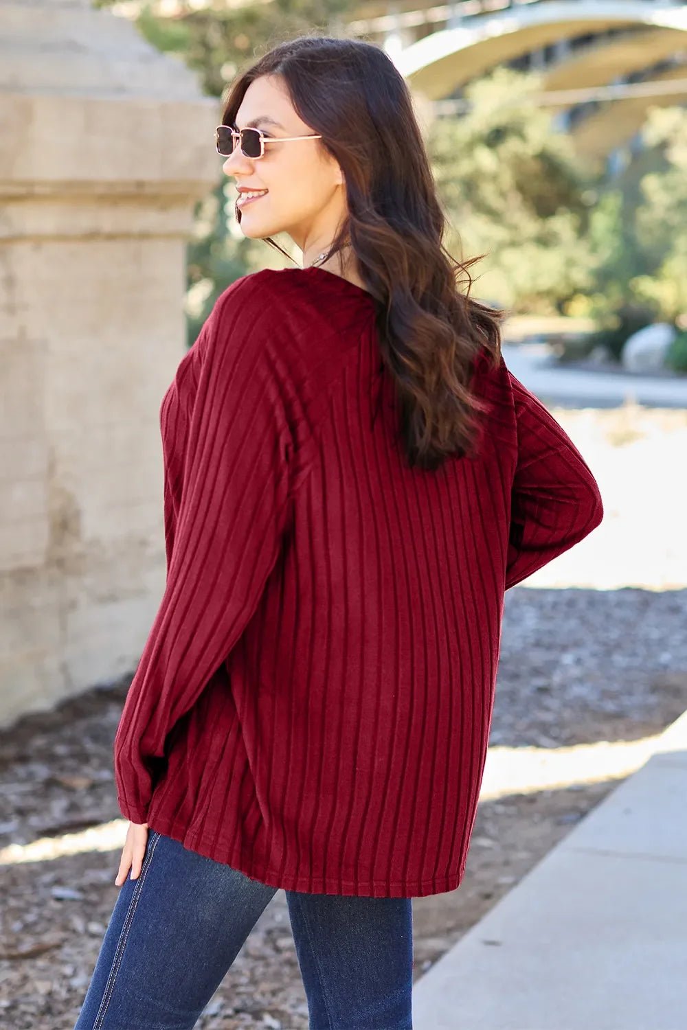 Basic Bae Full Size Ribbed Round Neck Long Sleeve Knit Top - The Coin Has A Say