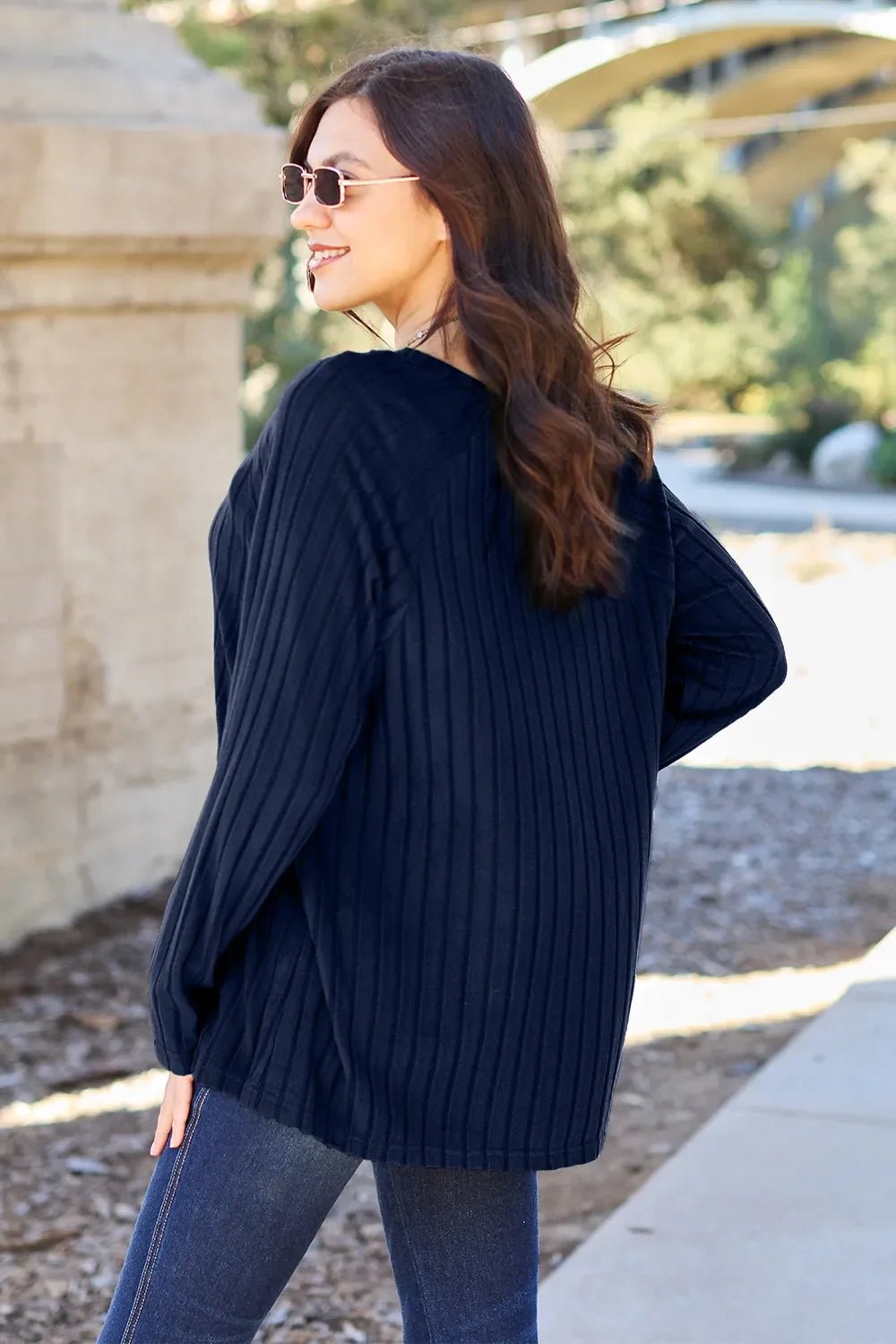 Basic Bae Full Size Ribbed Round Neck Long Sleeve Knit Top - The Coin Has A Say