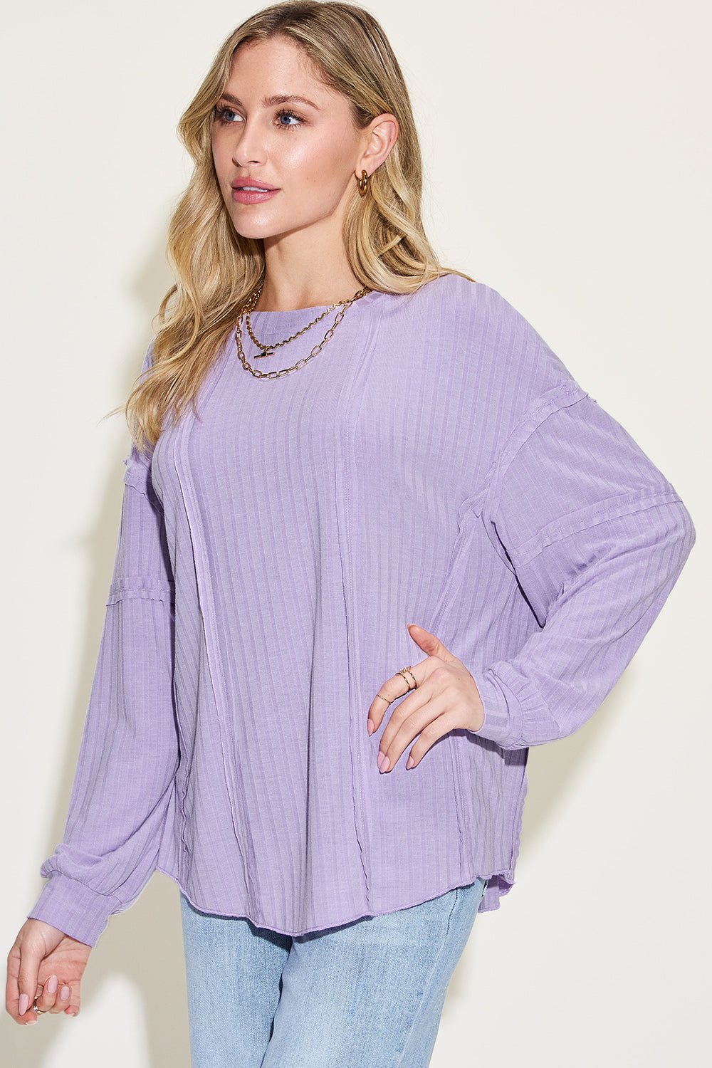 Basic Bae Full Size Ribbed Round Neck Long Sleeve T-Shirt - The Coin Has A Say