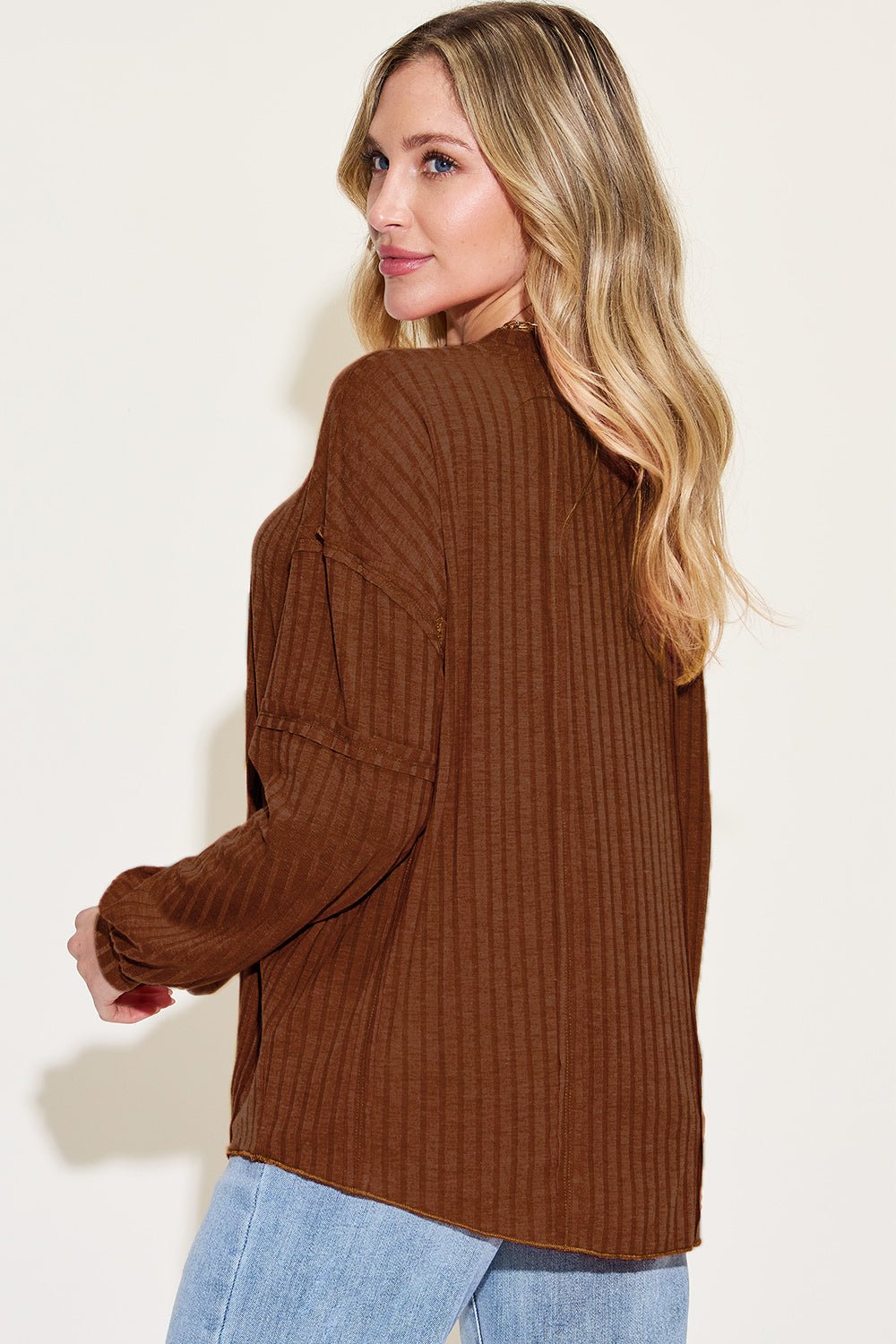 Basic Bae Full Size Ribbed Round Neck Long Sleeve T-Shirt - The Coin Has A Say