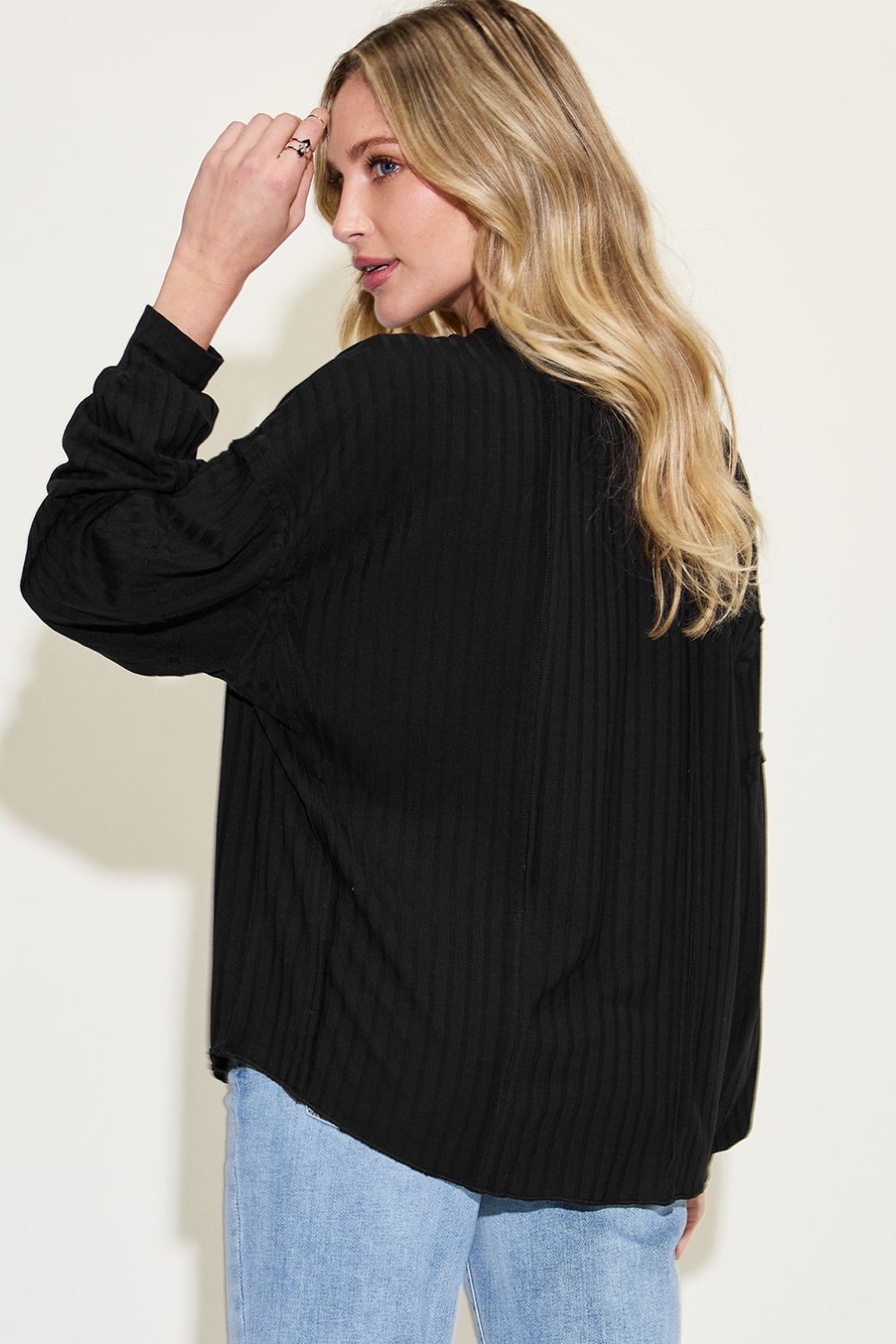 Basic Bae Full Size Ribbed Round Neck Long Sleeve T-Shirt - The Coin Has A Say