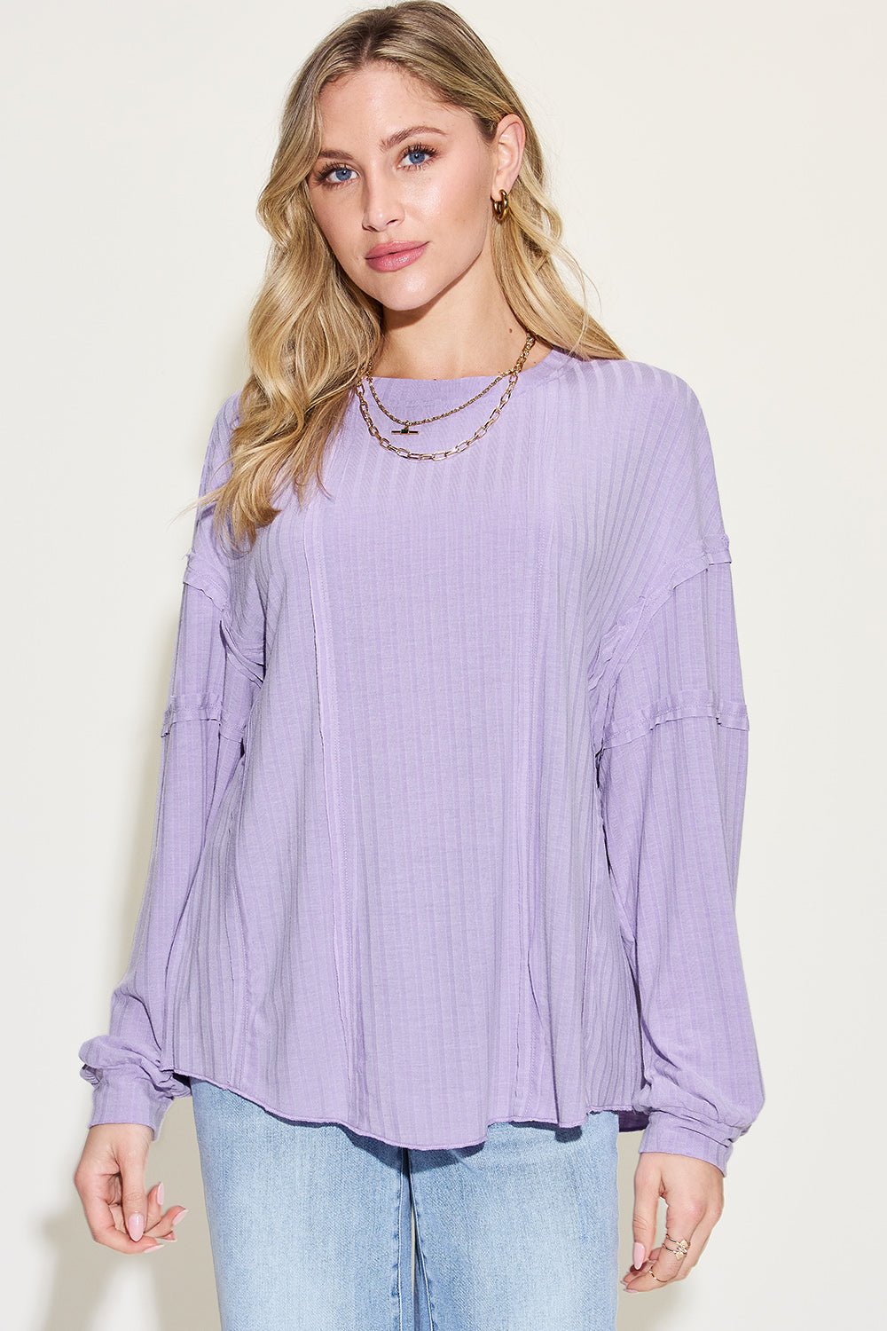 Basic Bae Full Size Ribbed Round Neck Long Sleeve T-Shirt - The Coin Has A Say