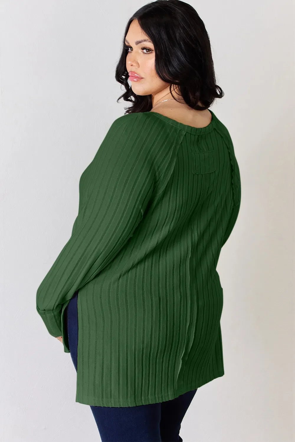Basic Bae Full Size Ribbed Round Neck Slit T-Shirt - The Coin Has A Say