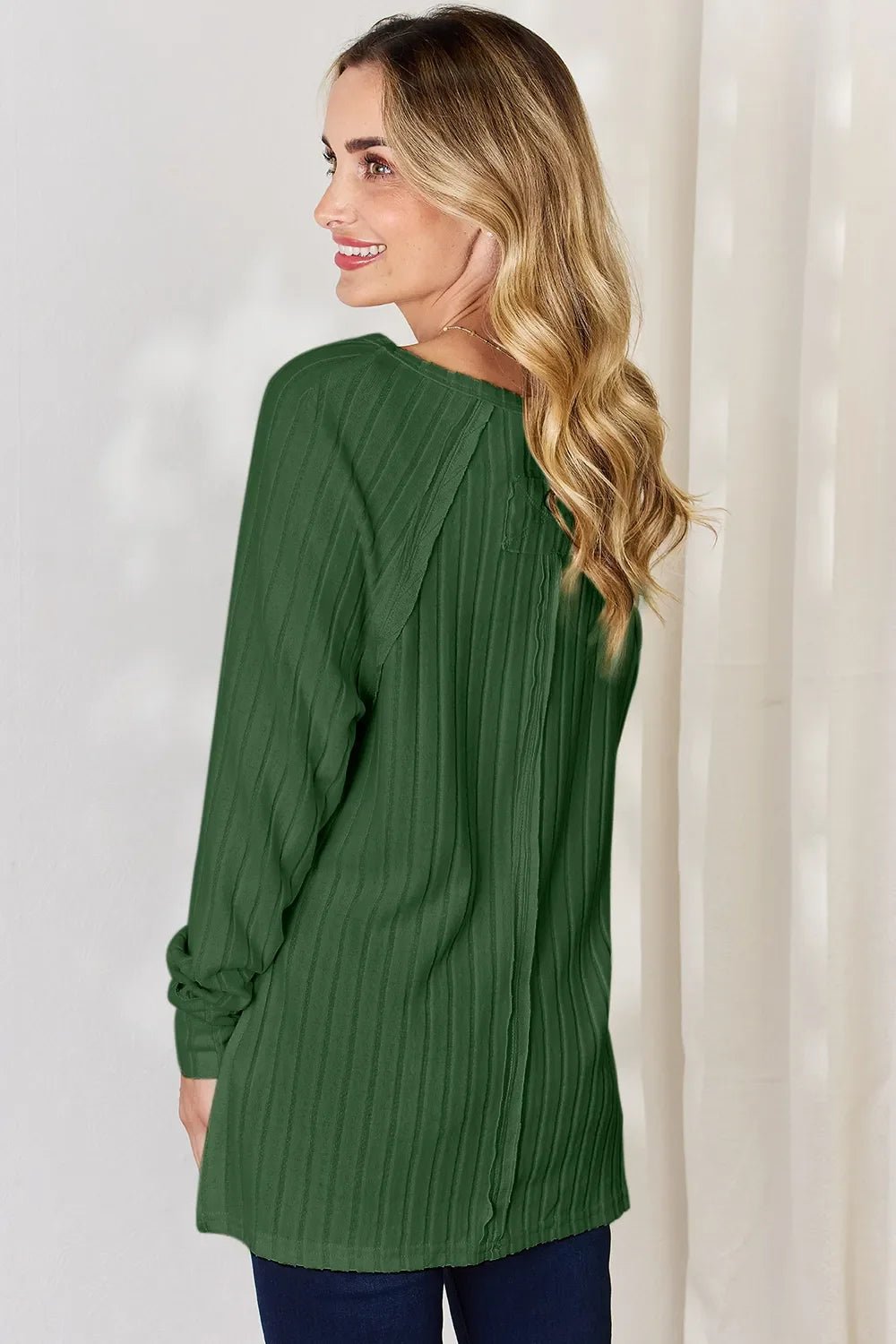 Basic Bae Full Size Ribbed Round Neck Slit T-Shirt - The Coin Has A Say