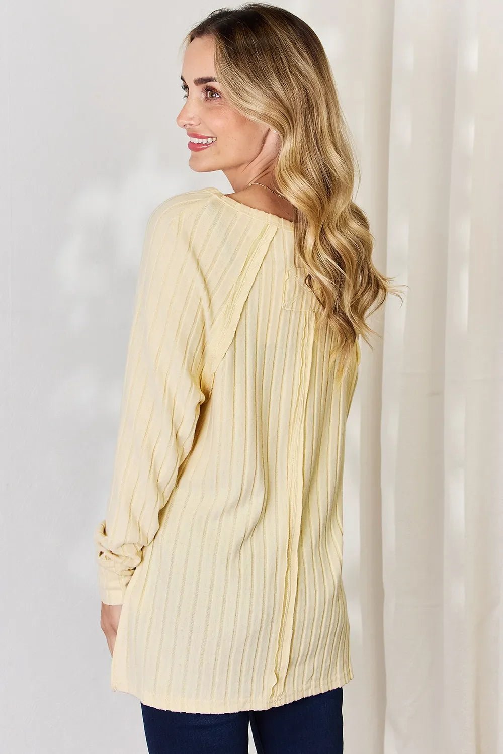Basic Bae Full Size Ribbed Round Neck Slit T-Shirt - The Coin Has A Say