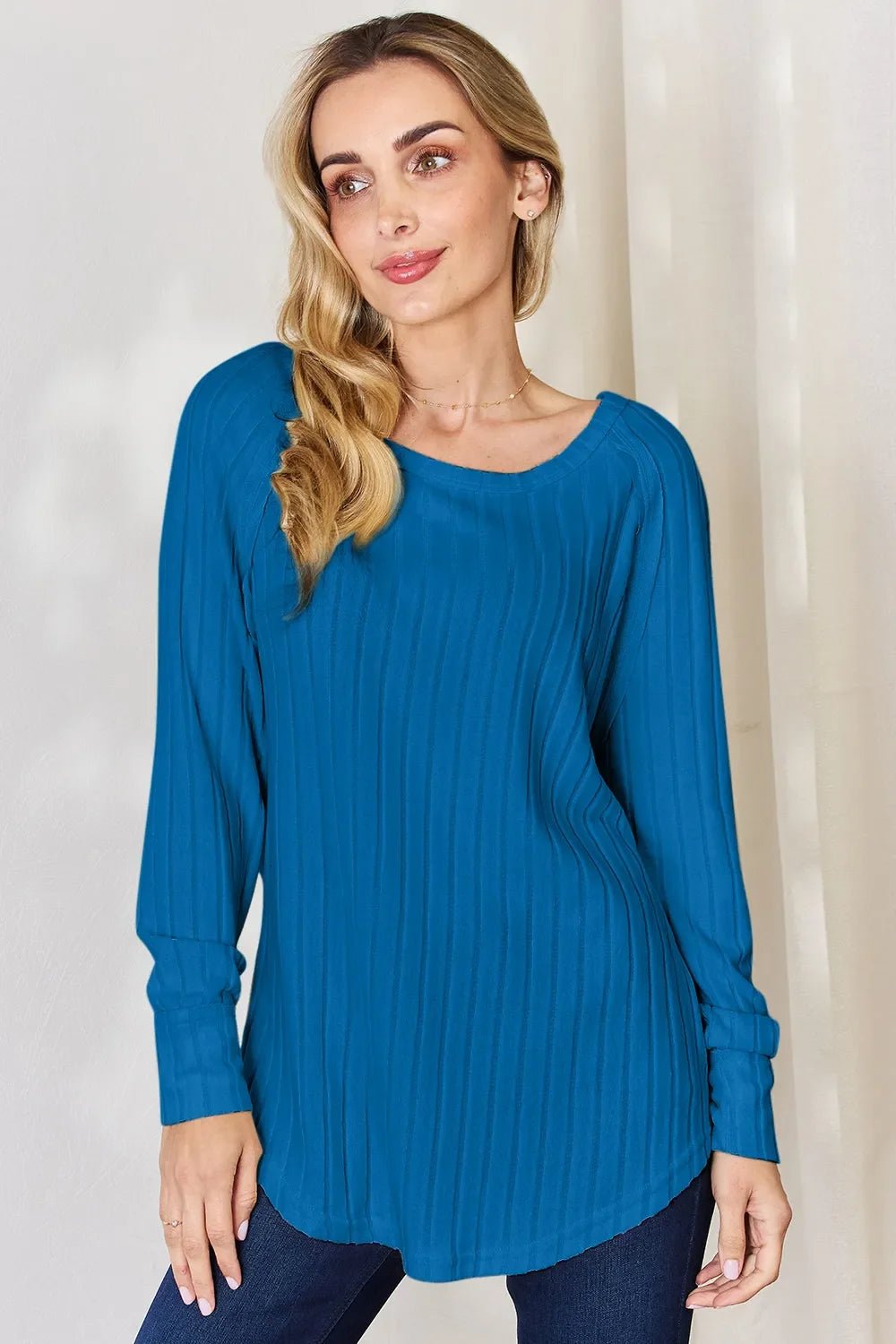 Basic Bae Full Size Ribbed Round Neck Slit T-Shirt - The Coin Has A Say