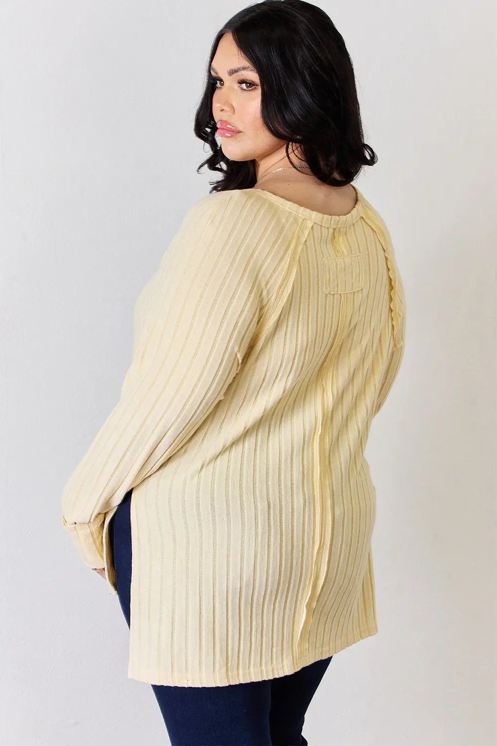 Basic Bae Full Size Ribbed Round Neck Slit T-Shirt - The Coin Has A Say