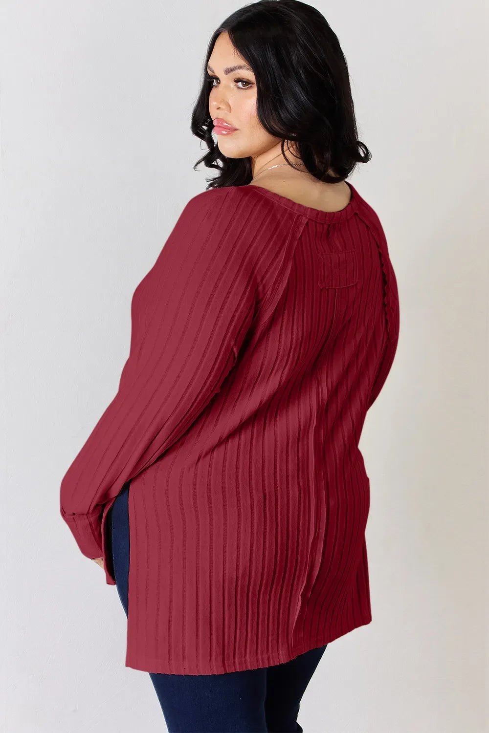 Basic Bae Full Size Ribbed Round Neck Slit T-Shirt - The Coin Has A Say