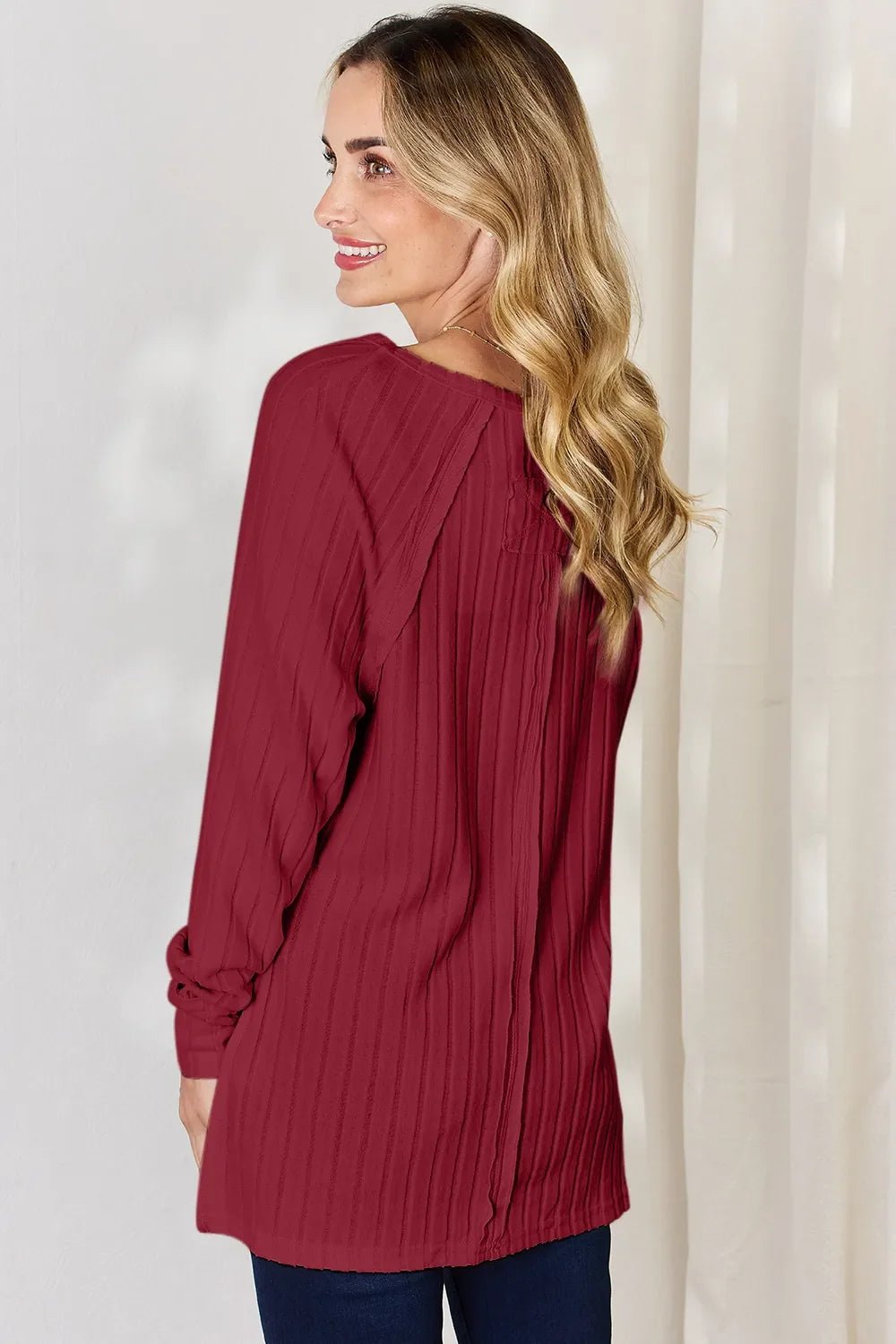 Basic Bae Full Size Ribbed Round Neck Slit T-Shirt - The Coin Has A Say