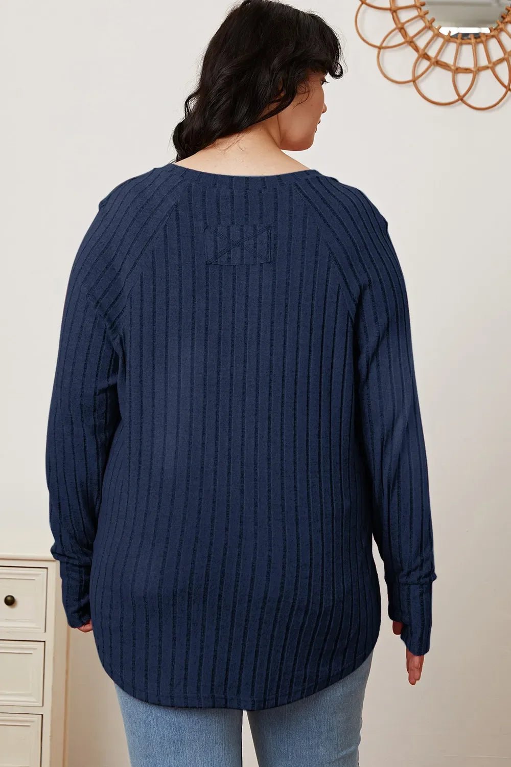 Basic Bae Full Size Ribbed Thumbhole Sleeve T-Shirt - The Coin Has A Say