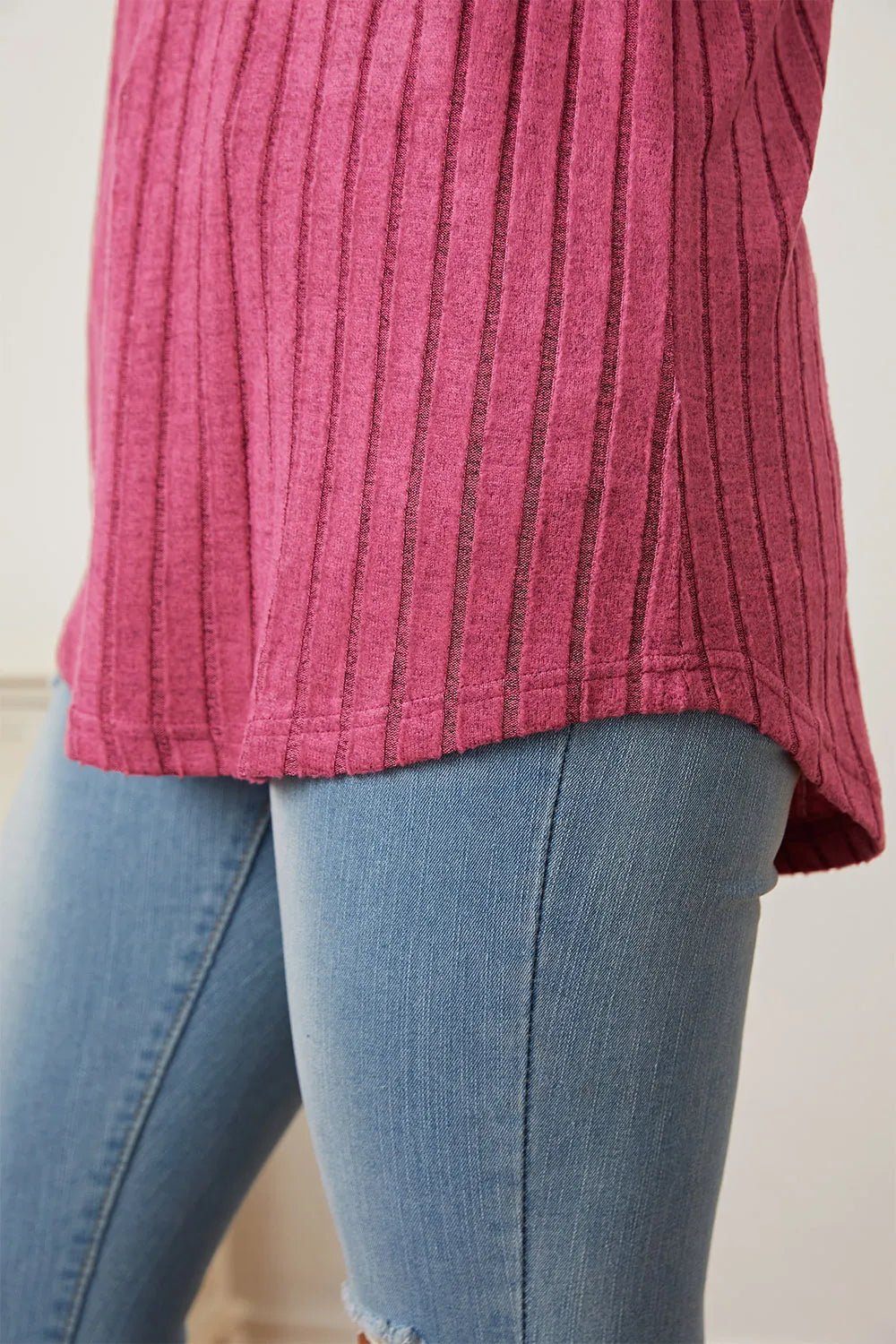 Basic Bae Full Size Ribbed Thumbhole Sleeve T-Shirt - The Coin Has A Say