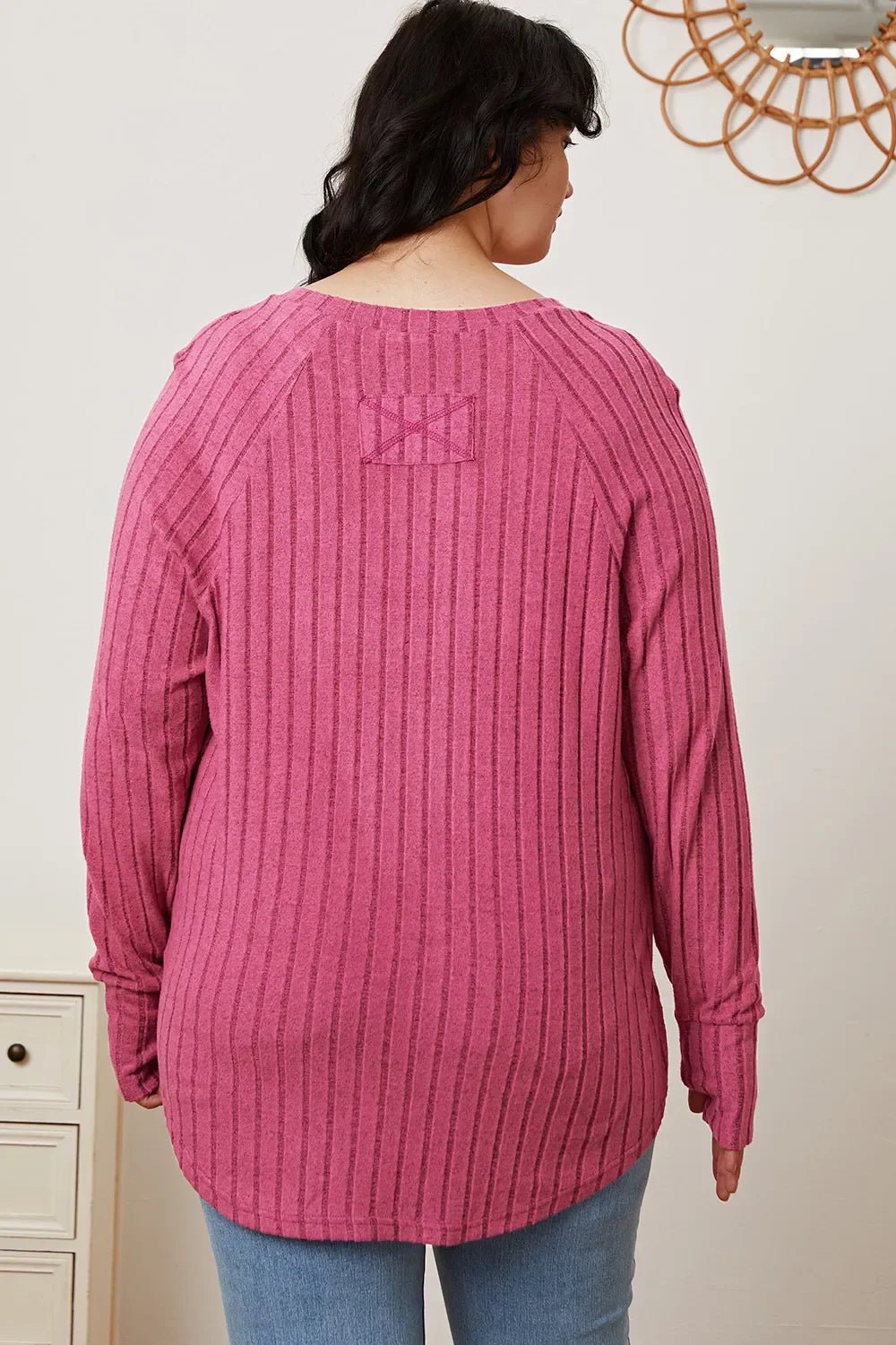 Basic Bae Full Size Ribbed Thumbhole Sleeve T-Shirt - The Coin Has A Say