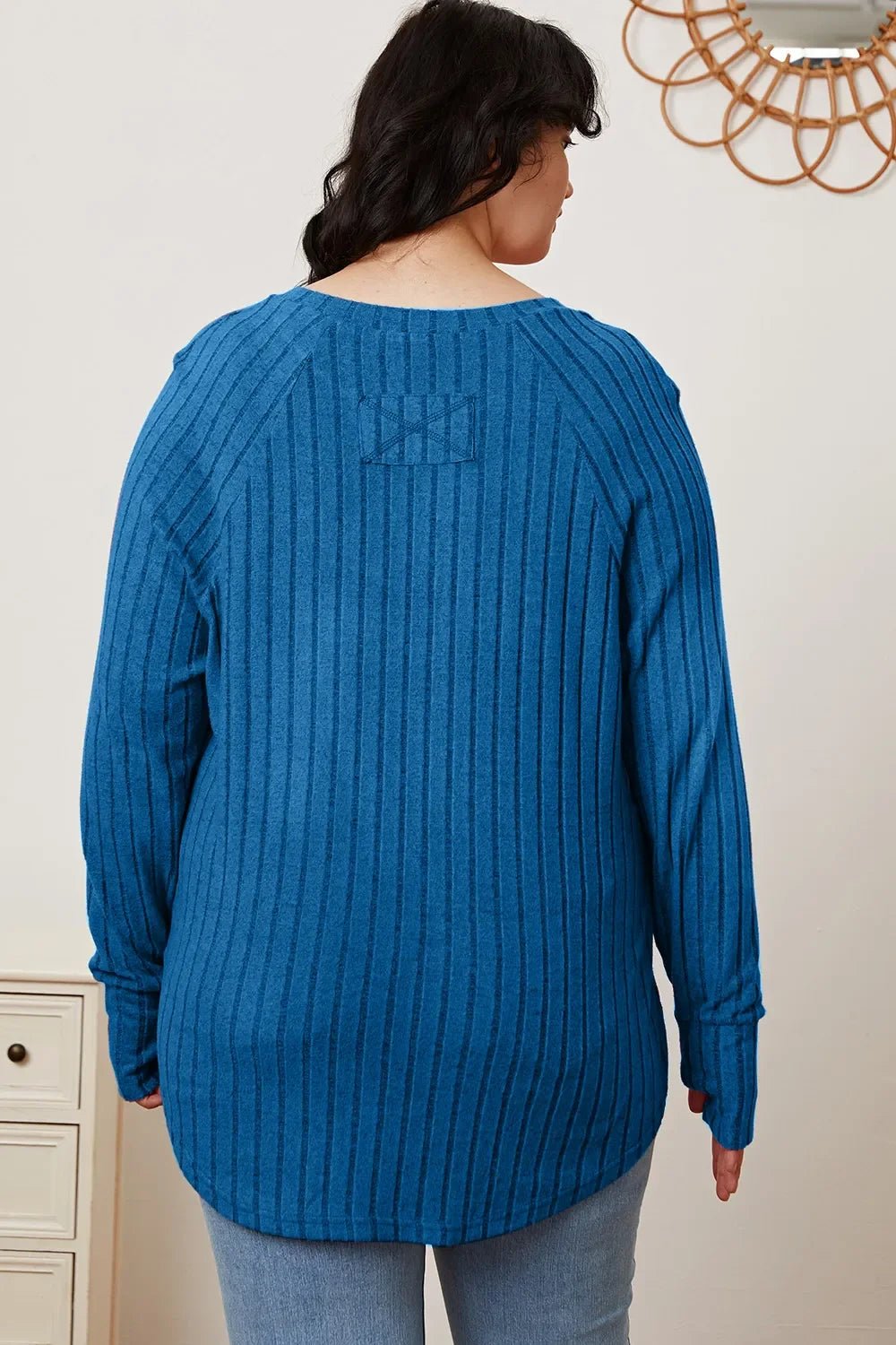 Basic Bae Full Size Ribbed Thumbhole Sleeve T-Shirt - The Coin Has A Say