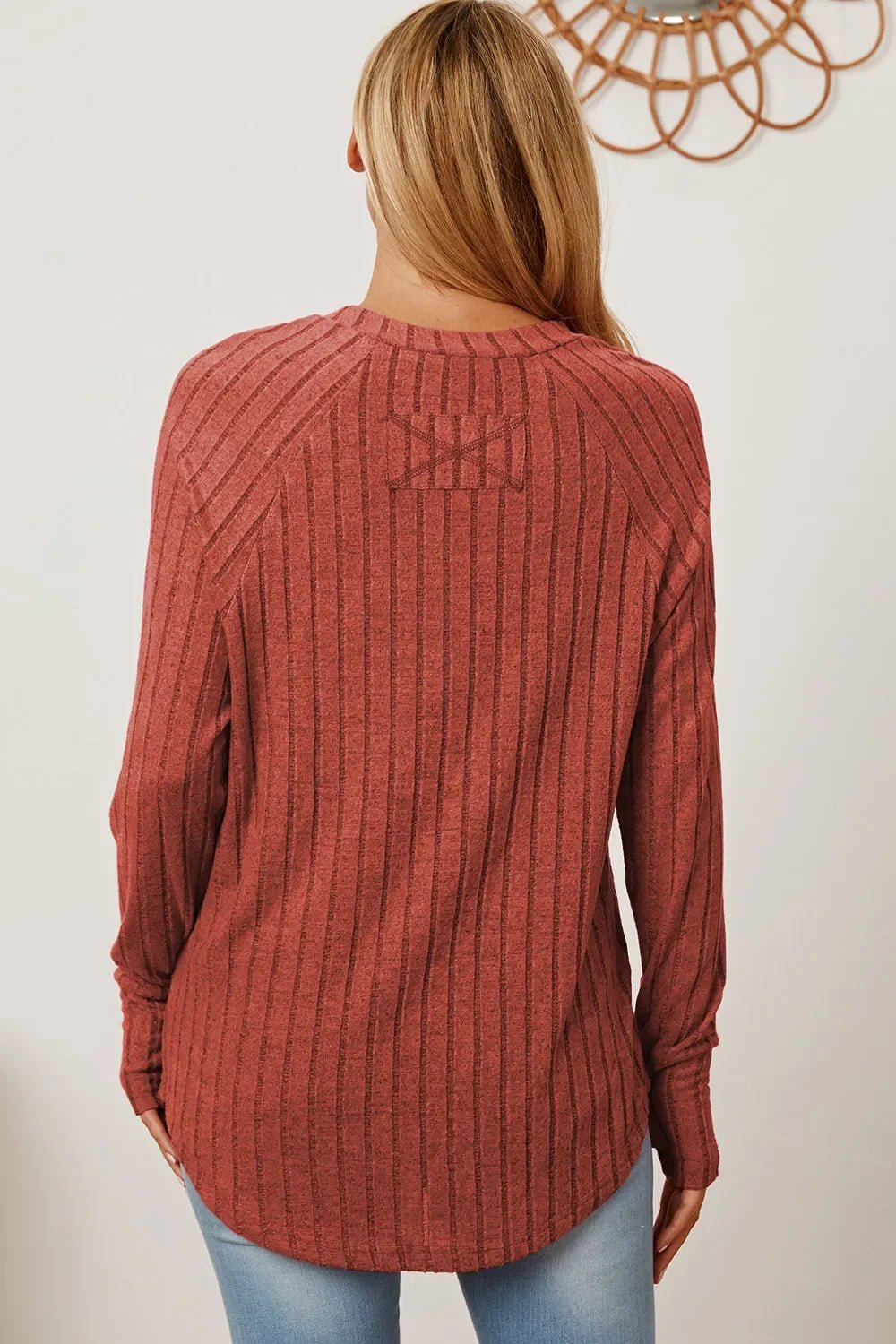 Basic Bae Full Size Ribbed Thumbhole Sleeve T-Shirt - The Coin Has A Say