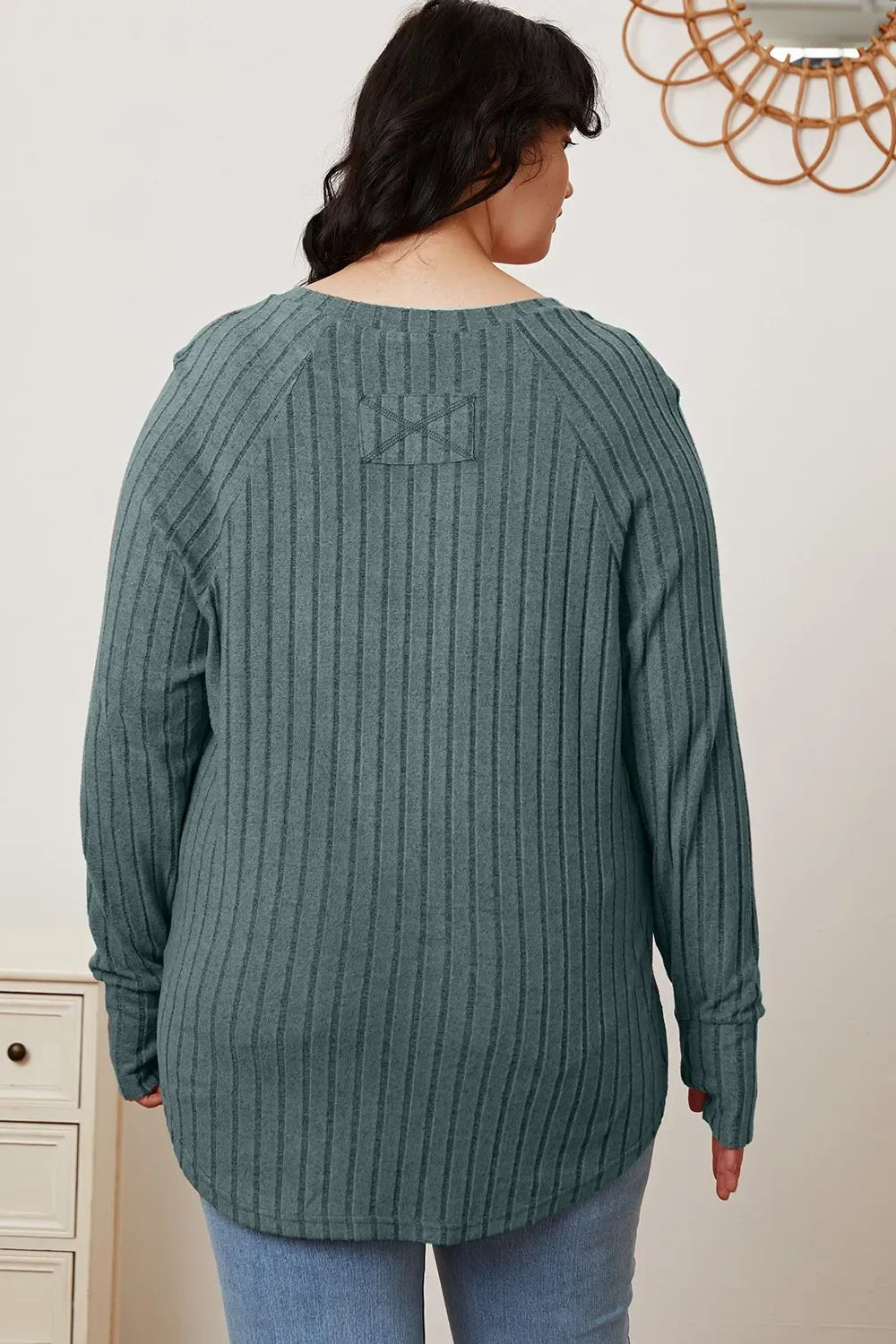 Basic Bae Full Size Ribbed Thumbhole Sleeve T-Shirt - The Coin Has A Say