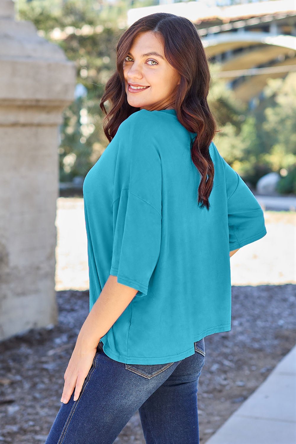 Basic Bae Full Size Round Neck Drop Shoulder T-Shirt - The Coin Has A Say