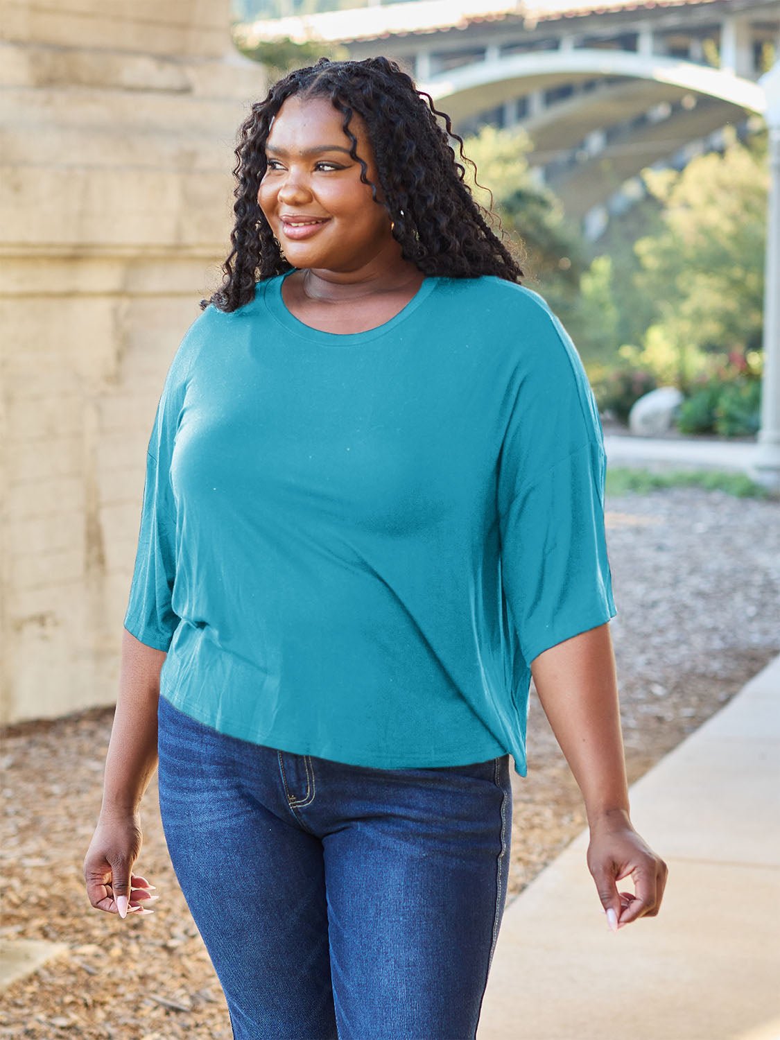 Basic Bae Full Size Round Neck Drop Shoulder T-Shirt - The Coin Has A Say