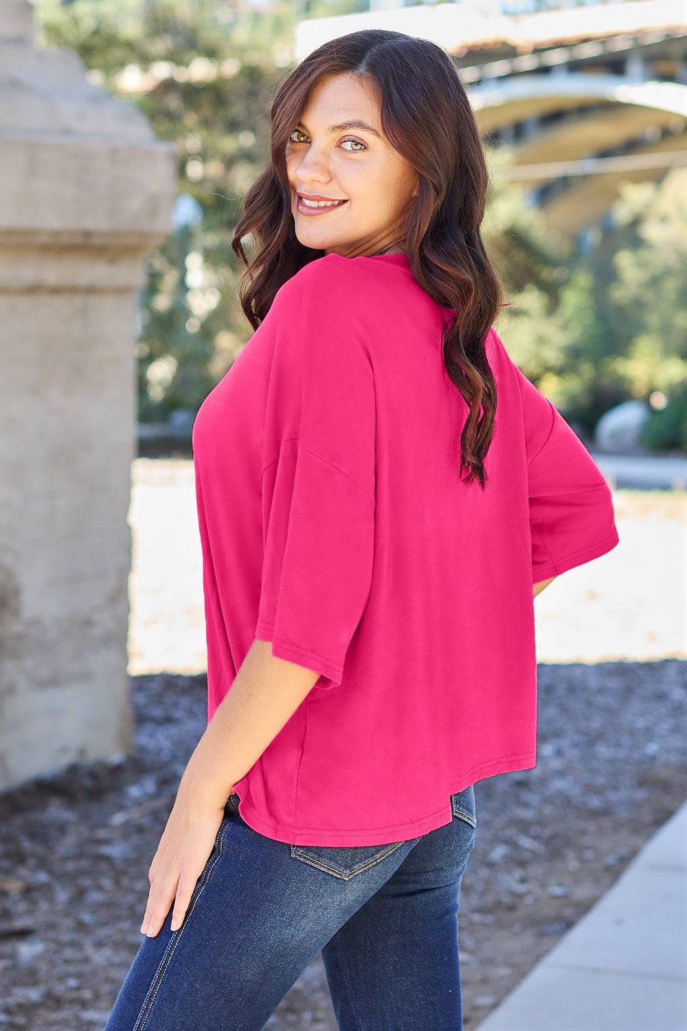 Basic Bae Full Size Round Neck Drop Shoulder T-Shirt - The Coin Has A Say