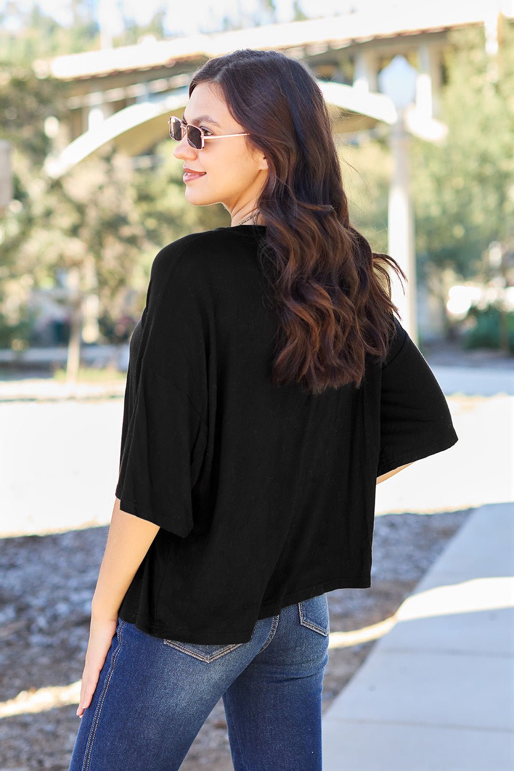 Basic Bae Full Size Round Neck Drop Shoulder T-Shirt - The Coin Has A Say