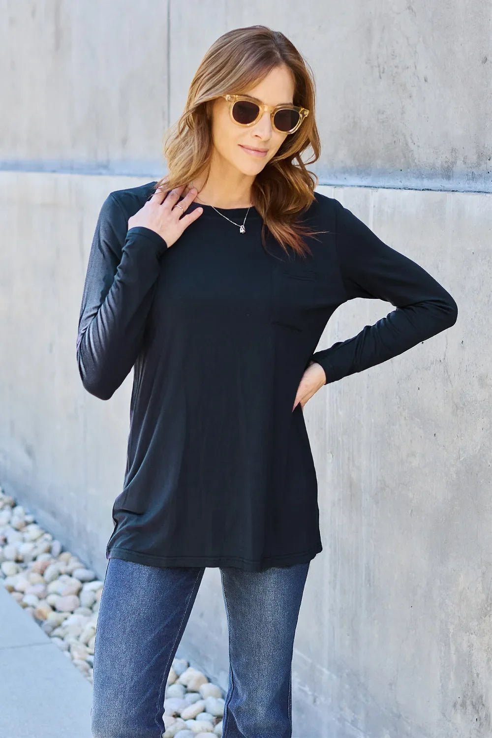 Basic Bae Full Size Round Neck Long Sleeve Top - The Coin Has A Say