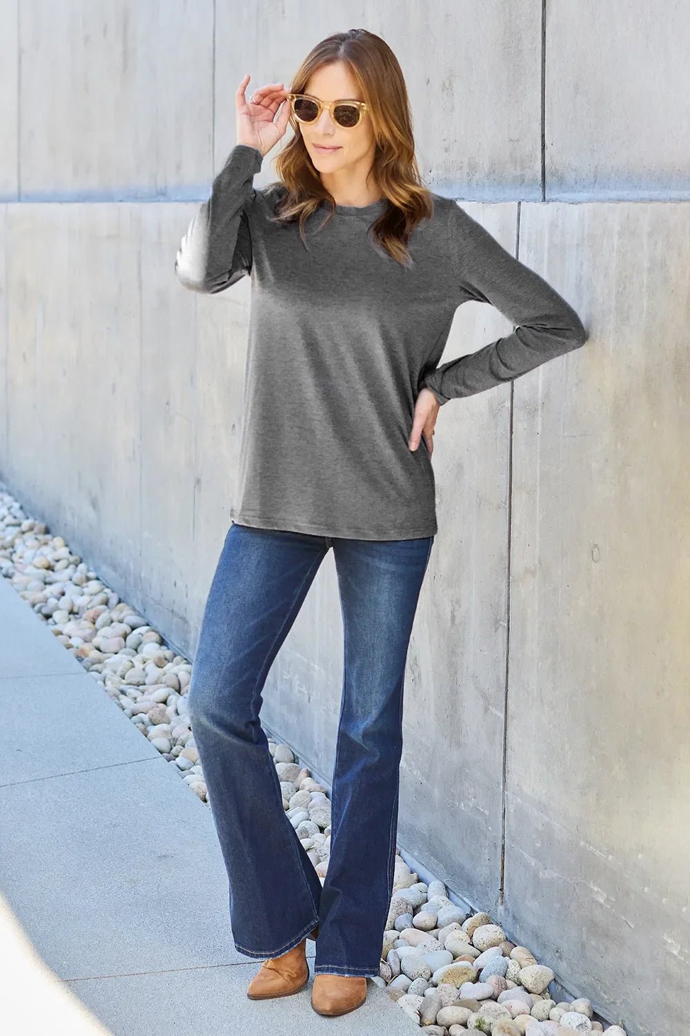 Basic Bae Full Size Round Neck Long Sleeve Top - The Coin Has A Say